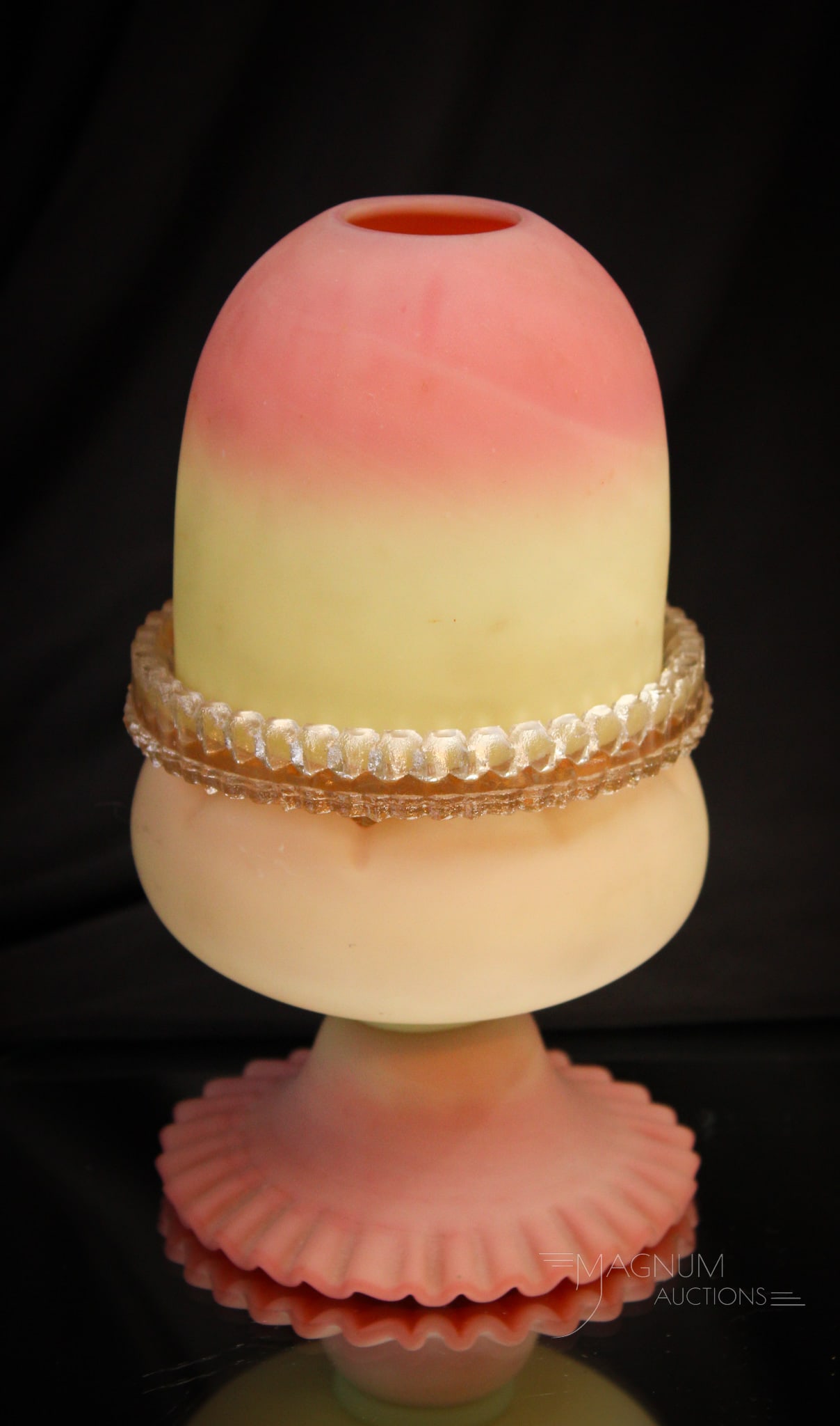 Webb Burmese Victorian Glass Pedestal Fairy Lamp (1 of 5)