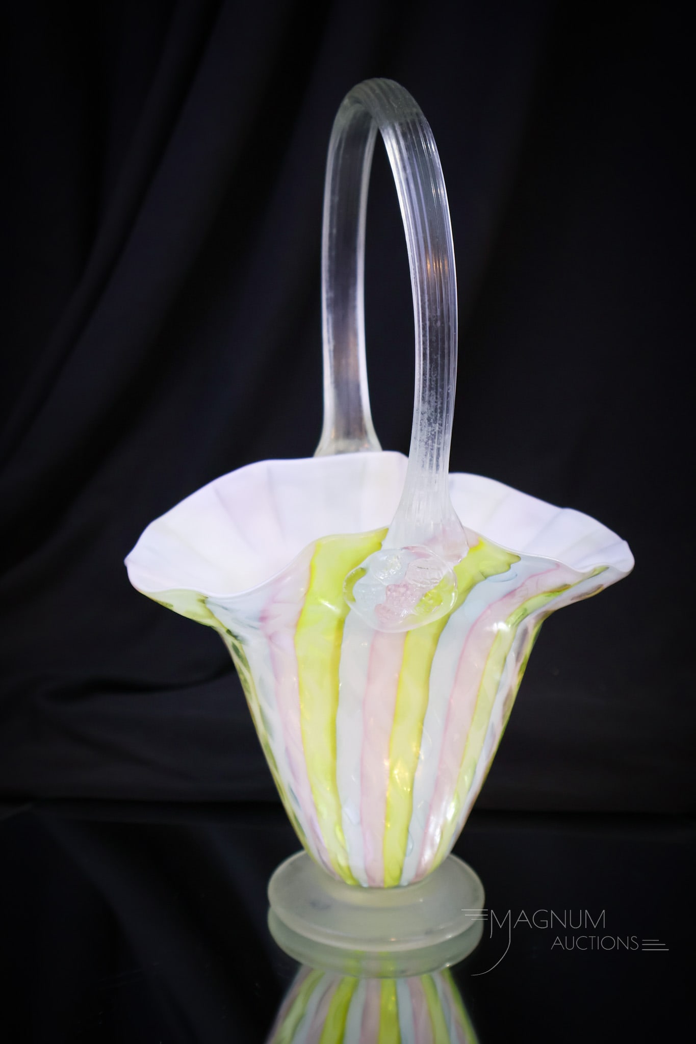 Italian Murano Rainbow Art Glass 10" Basket (1 of 6)