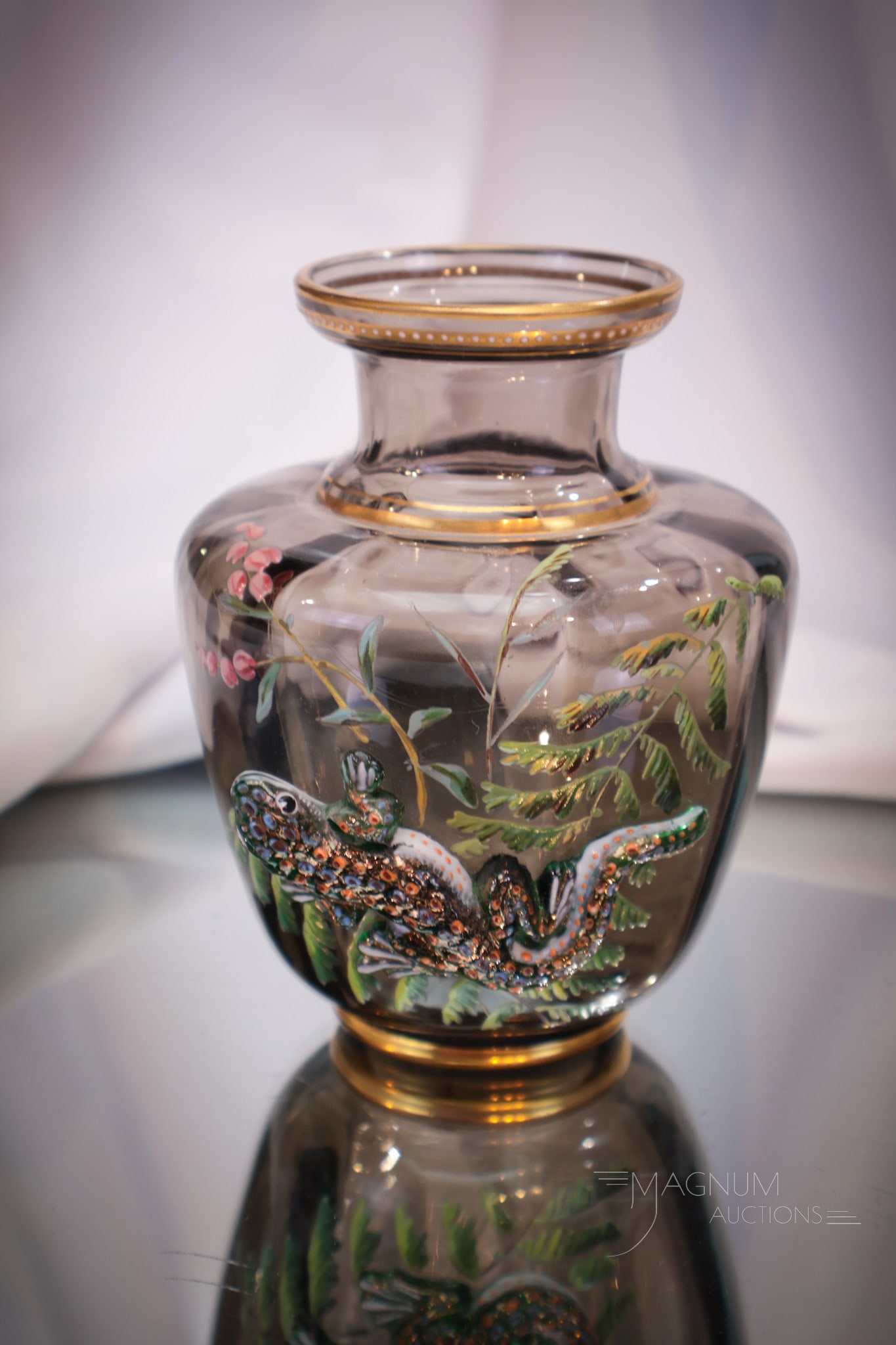 Moser Victorian Applied Glass Happy Lizard Cabinet Vase (1 of 10)