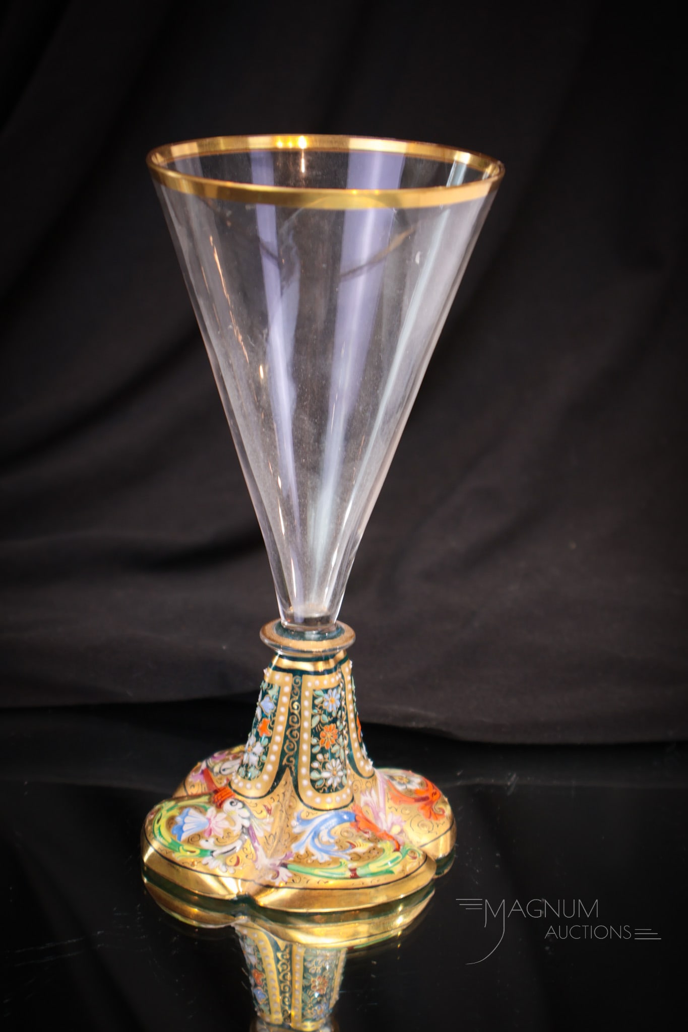 Moser Glass Enameled & Gilt Glass Goblet (1 of 7)