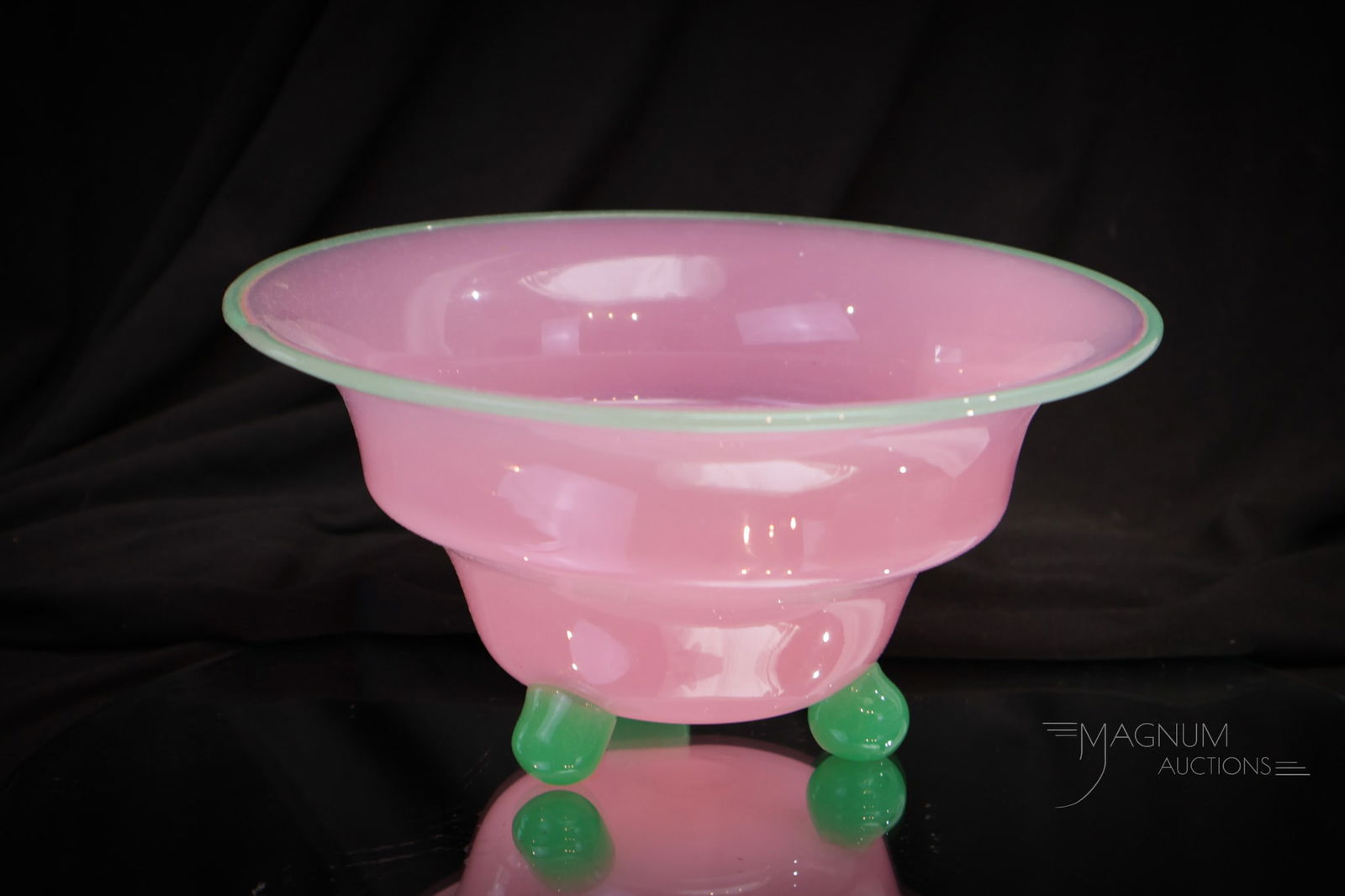 Loetz Tango Pink & Green Art Glass Bowl (1 of 6)
