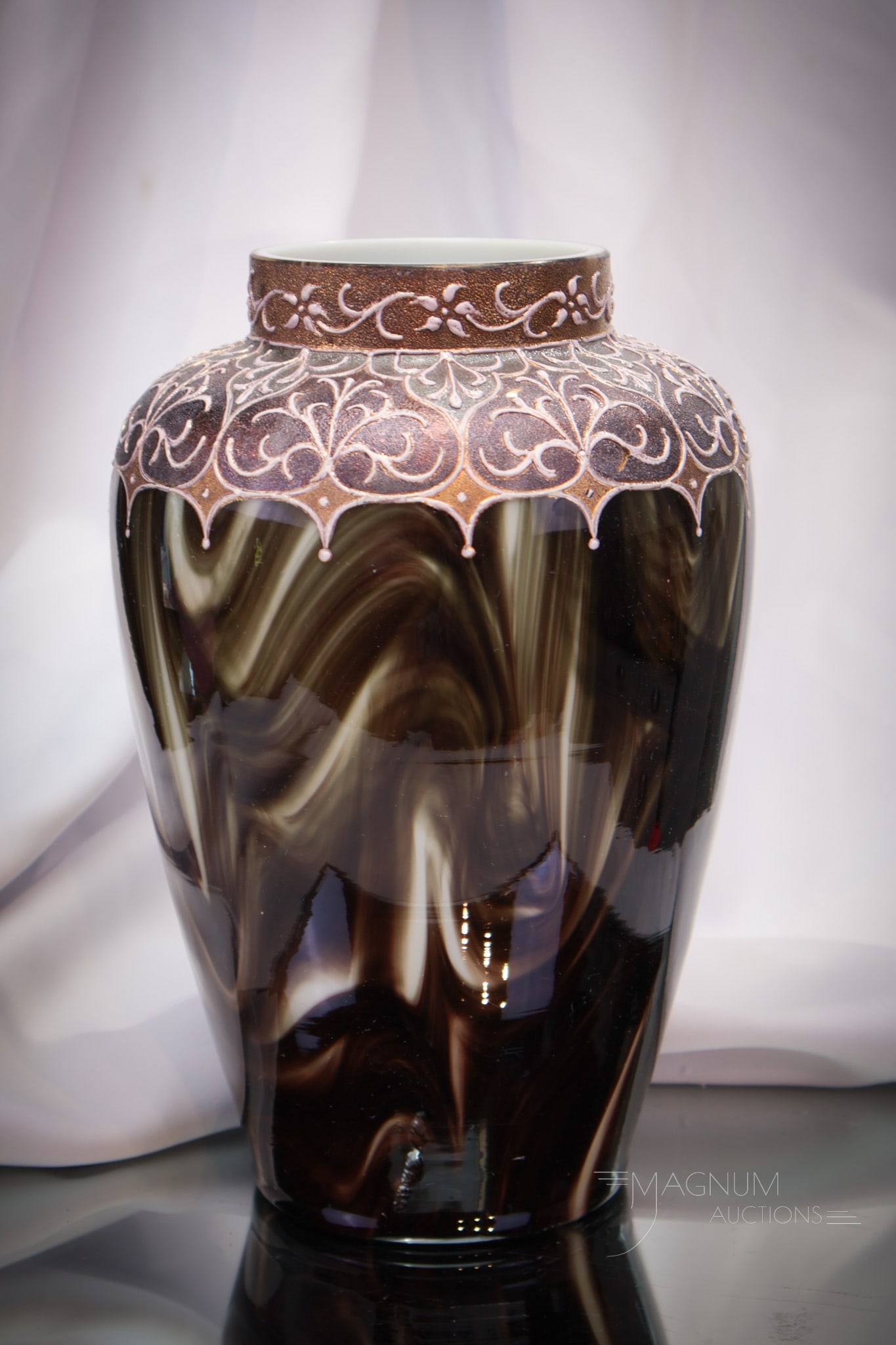 Loetz Marmoriertes Agate Glass Enameled Decorated 10" Vase (1 of 6)