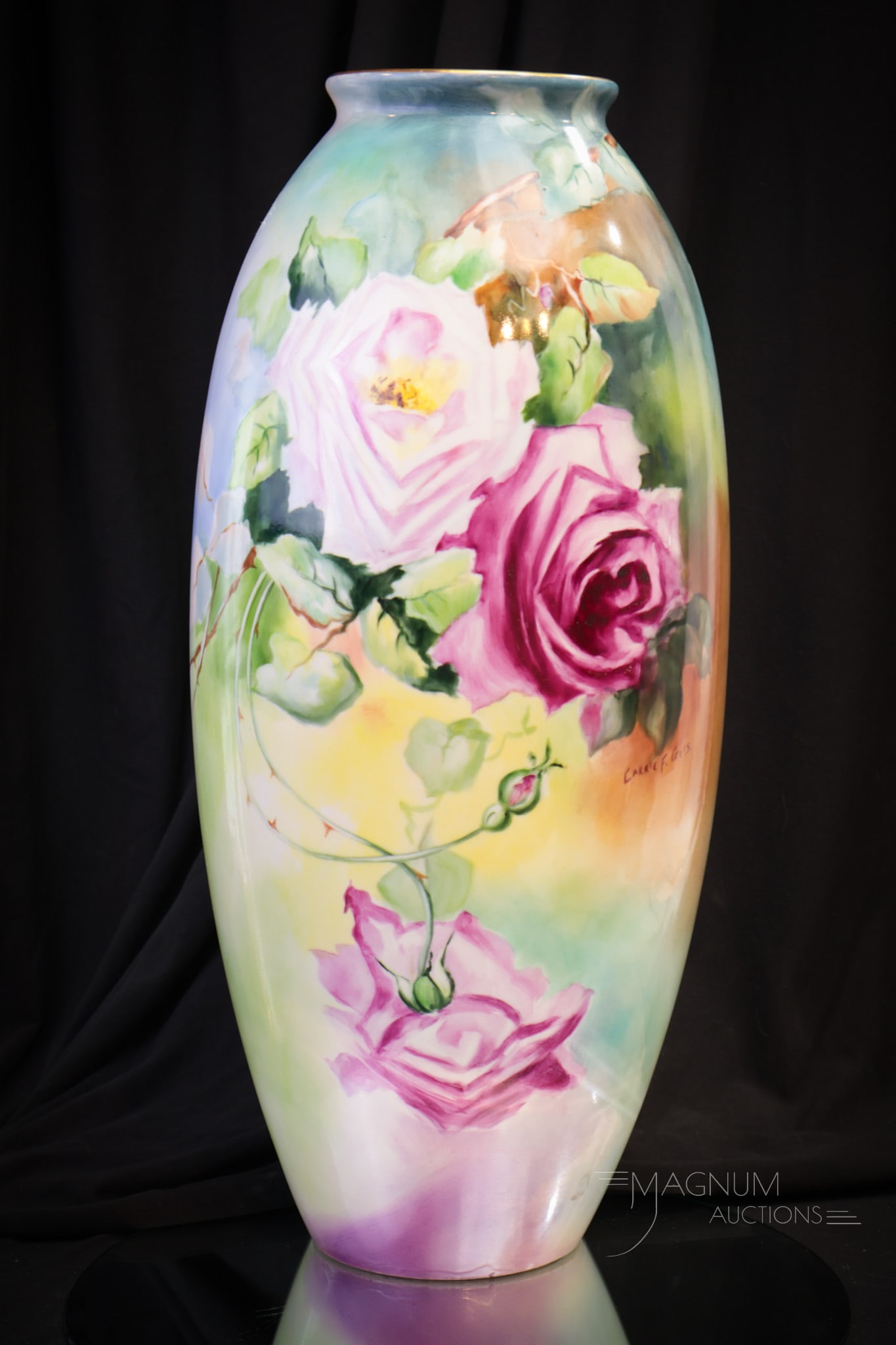 Lenox American Belleek 18" Artist Signed Hand Painted Porcelain Vase (1 of 7)