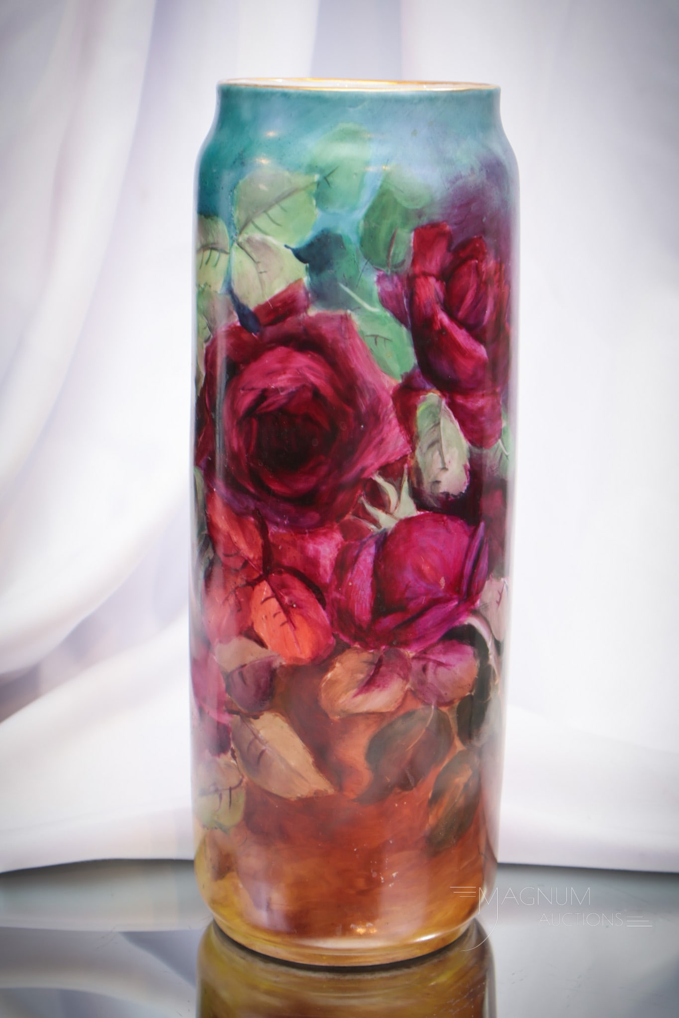 D.& G. Limoges France Hand Painted Roses Porcelain Cylinder Vase (1 of 8)