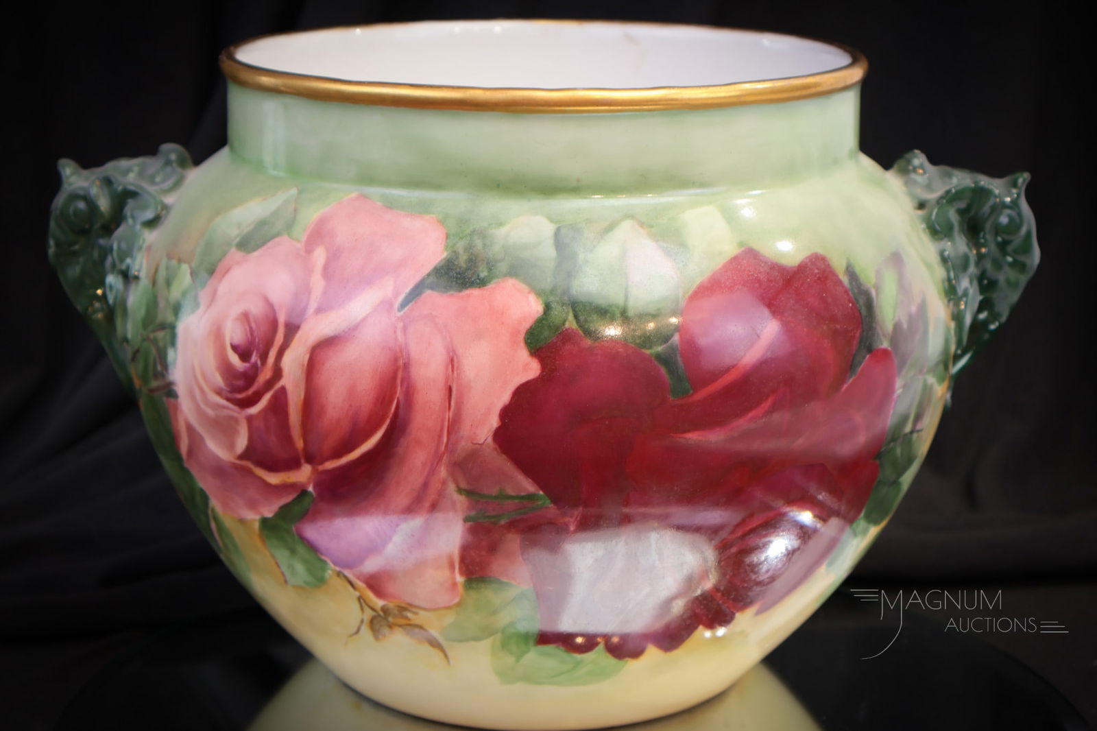 Limoges Hand Pianted Porcelain Roses Elephant Head Jardinere (1 of 11)