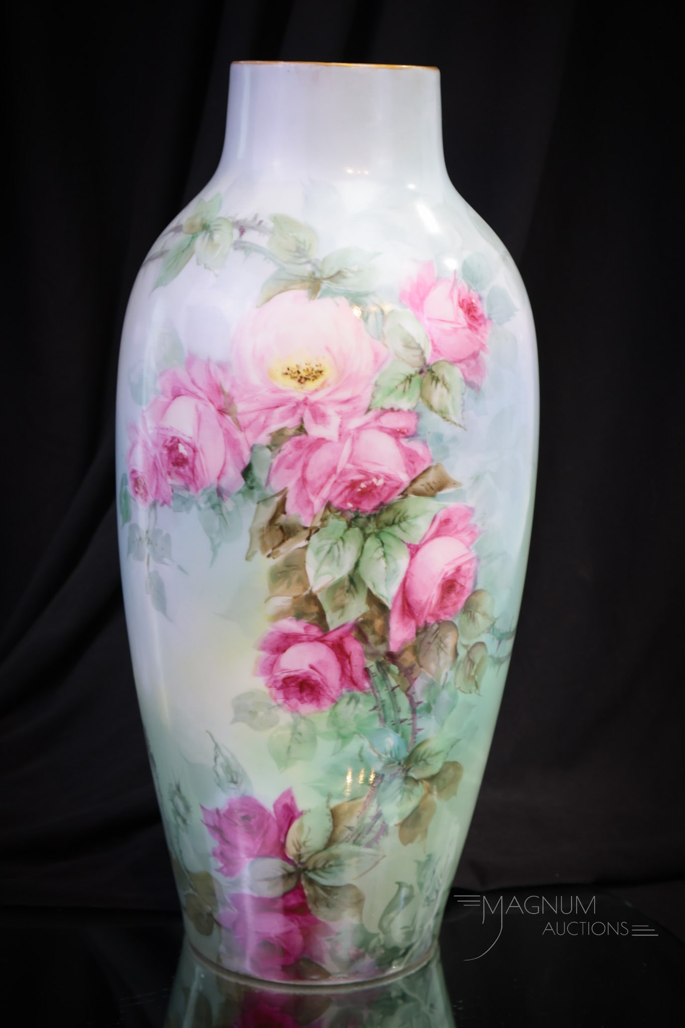 Limoges Roses & Gold Hand Painted Porcelain 13" Vase (1 of 8)