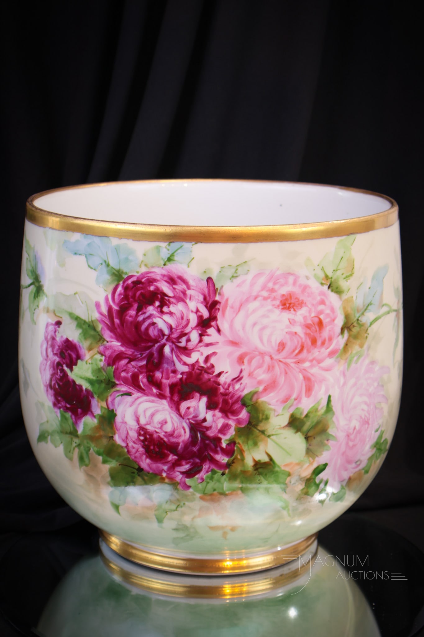 W.G. Limoges France Hand Painted Limoges Porcelain Crysanthemum Jardinere (1 of 9)