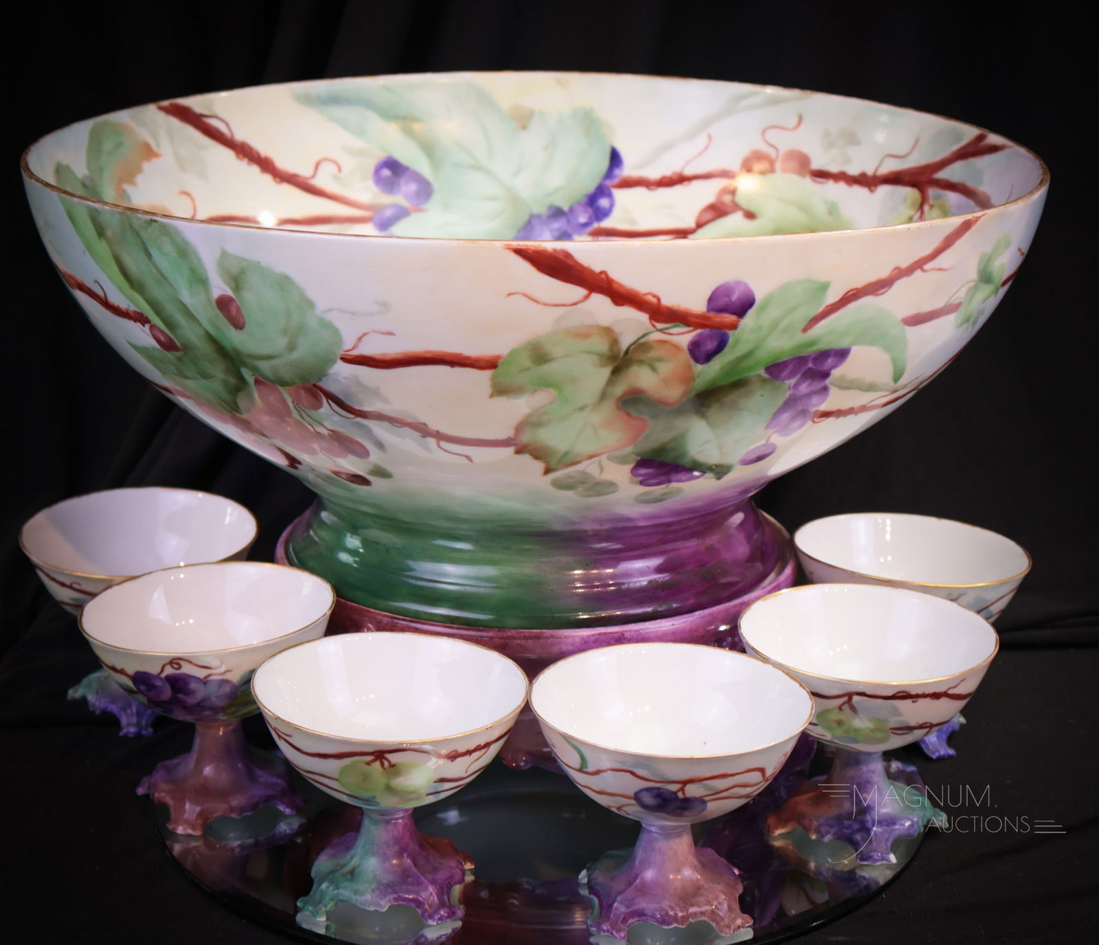 T & V Limoges Hand Painted Porcelain Grapes 8 pc Punch Set (1 of 18)