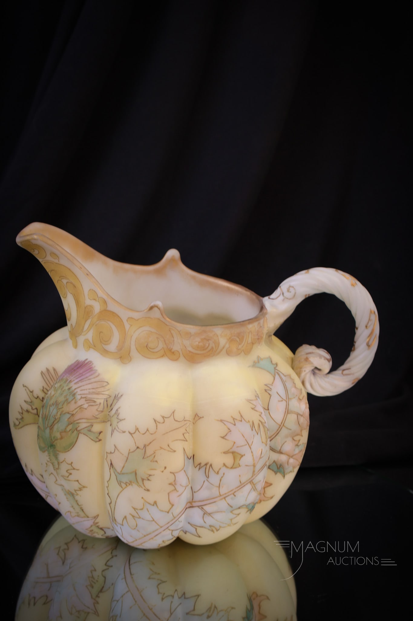 Mt. Washington Crown Milano Victorian Glass Melon Ribbed Pitcher (1 of 9)