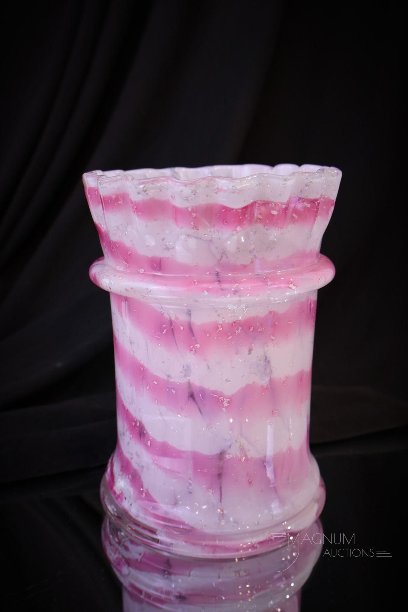 Rare Phoneix Harrach Glass Victorian Cranberry Mica Celery Vase (1 of 5)