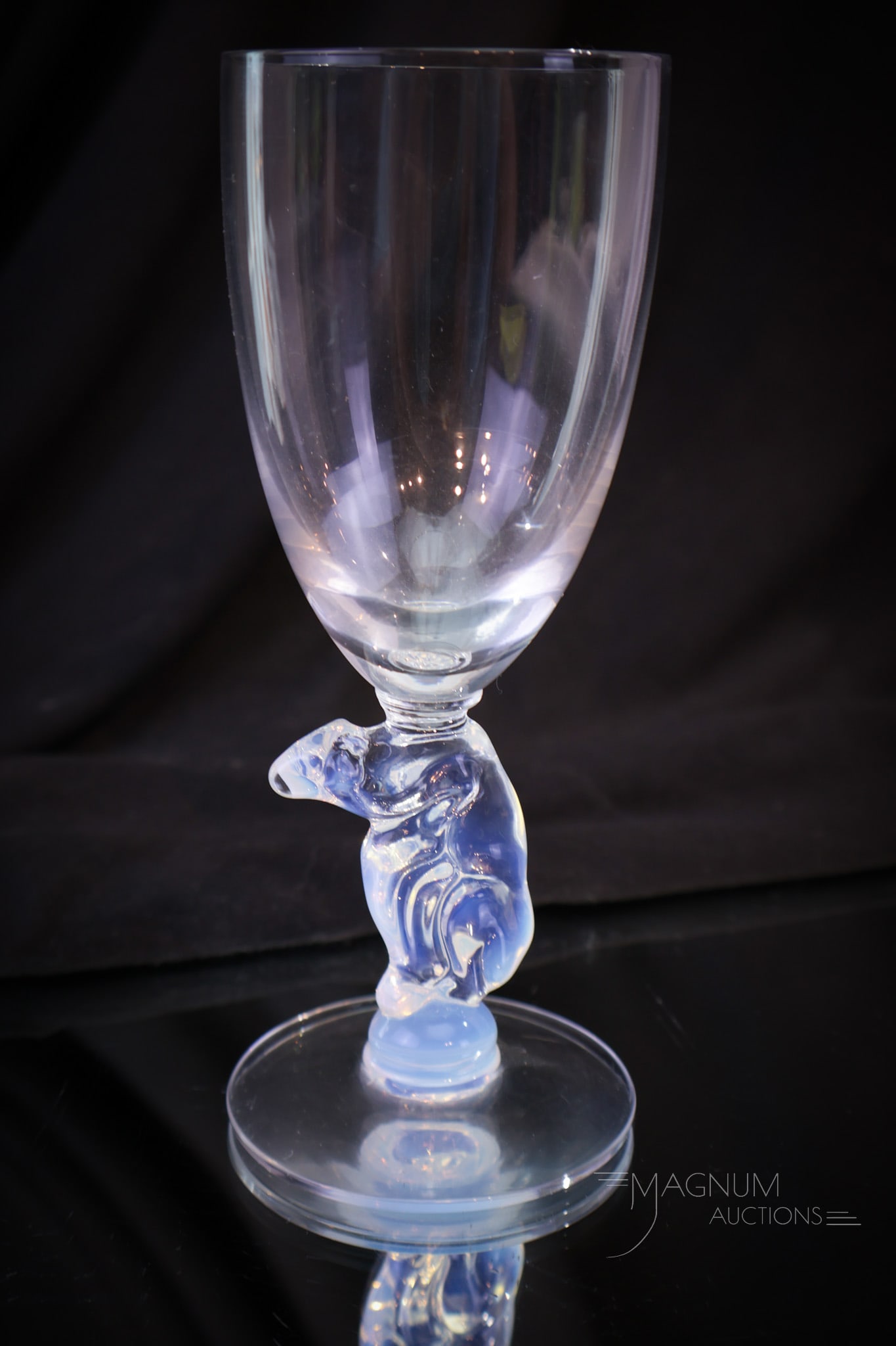 Libbey signed Opalescent Silhouette Polar Bear Stem (1 of 5)