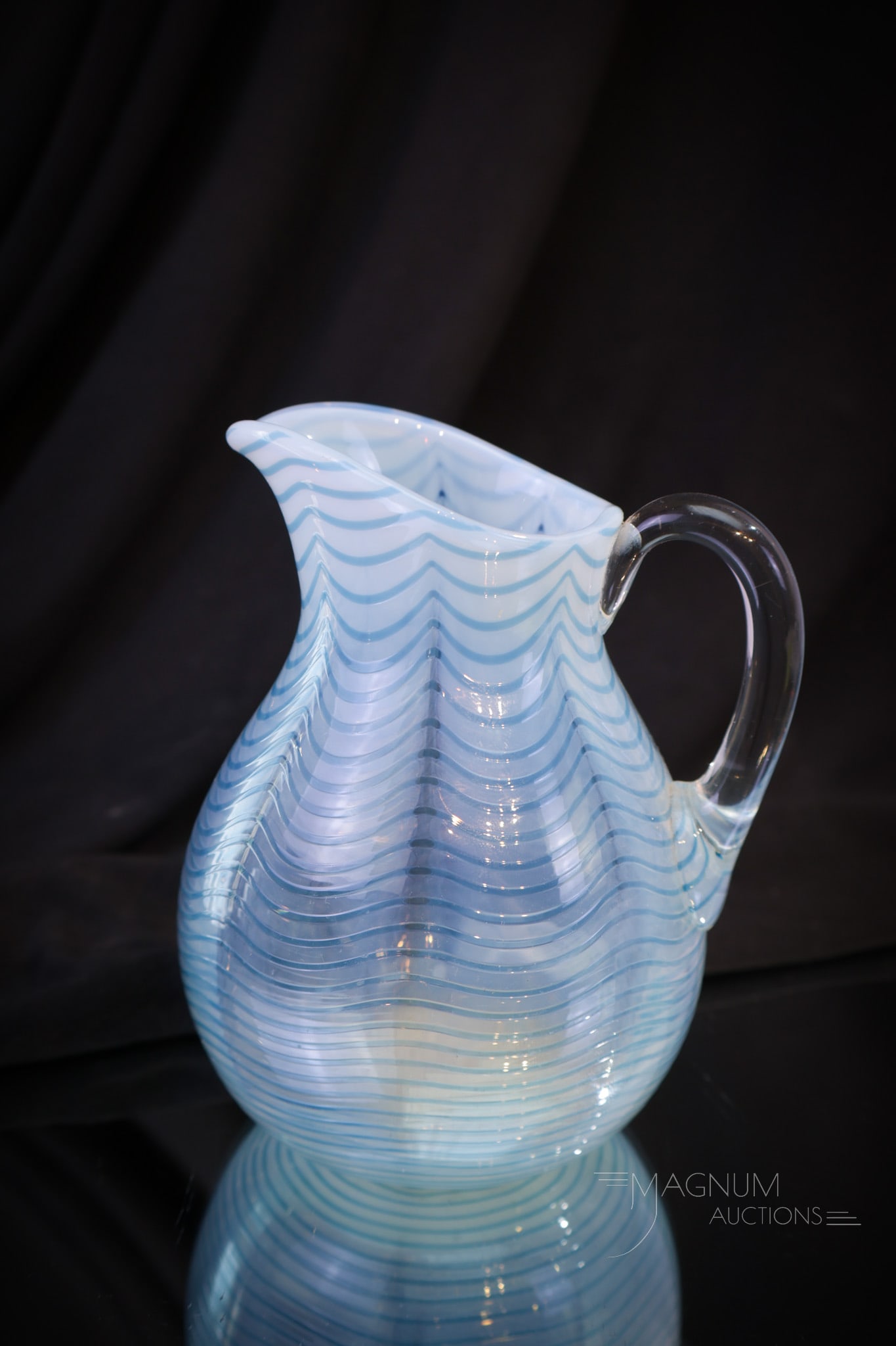 Libbey Blue Drapery Opalescent Glass Cream Pitcher (1 of 7)