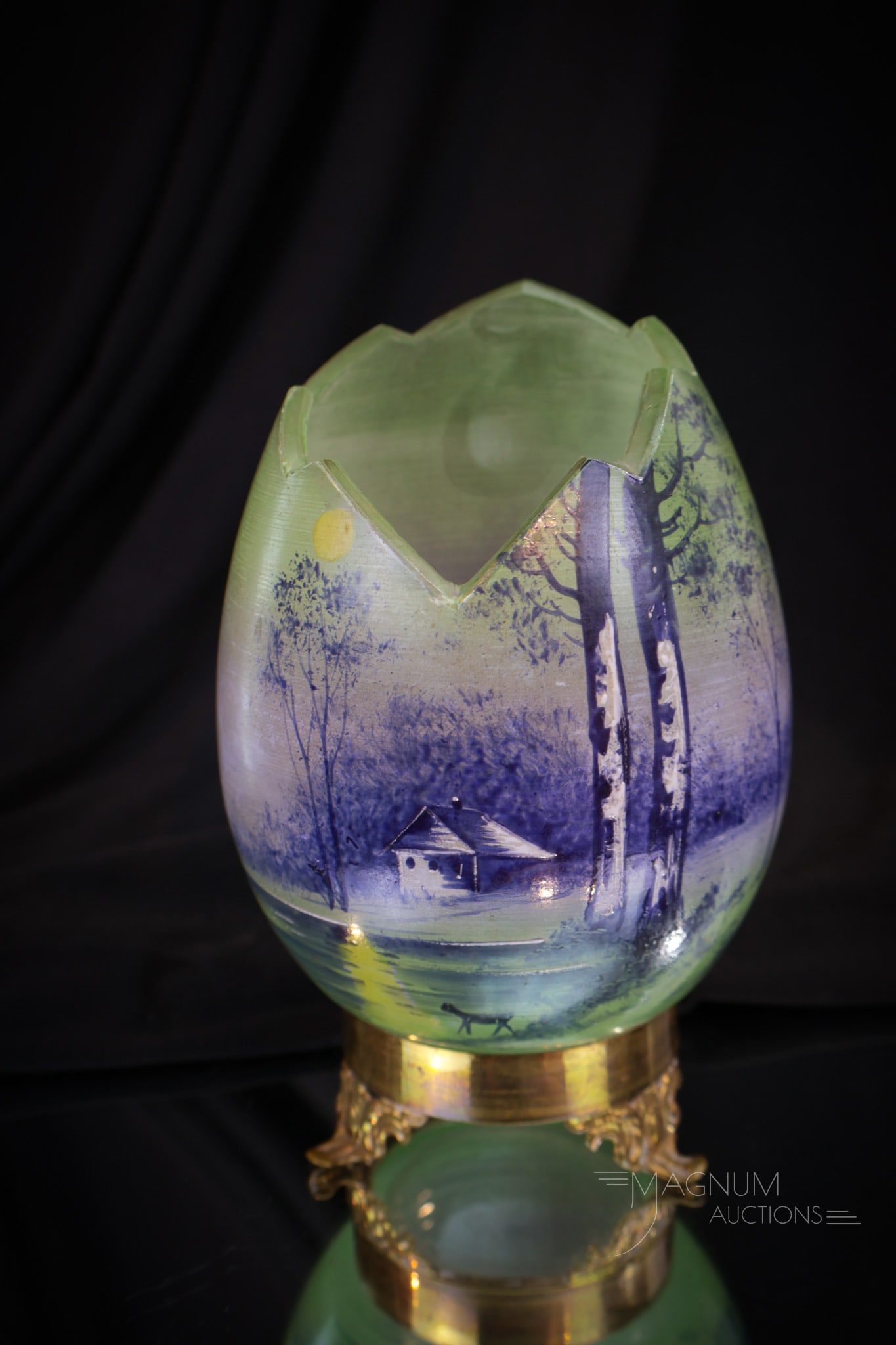Enameled French "Cracked Egg-Form" Glass Vase (1 of 8)