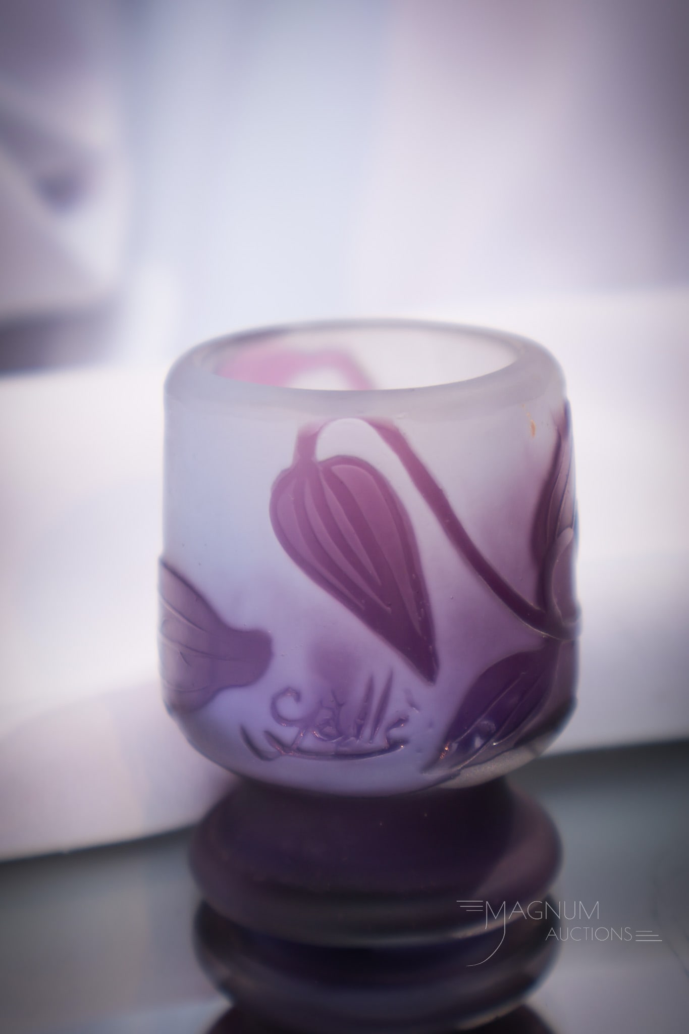 Signed Galle' French Cameo Art Glass 2 1/4" Vase (1 of 15)