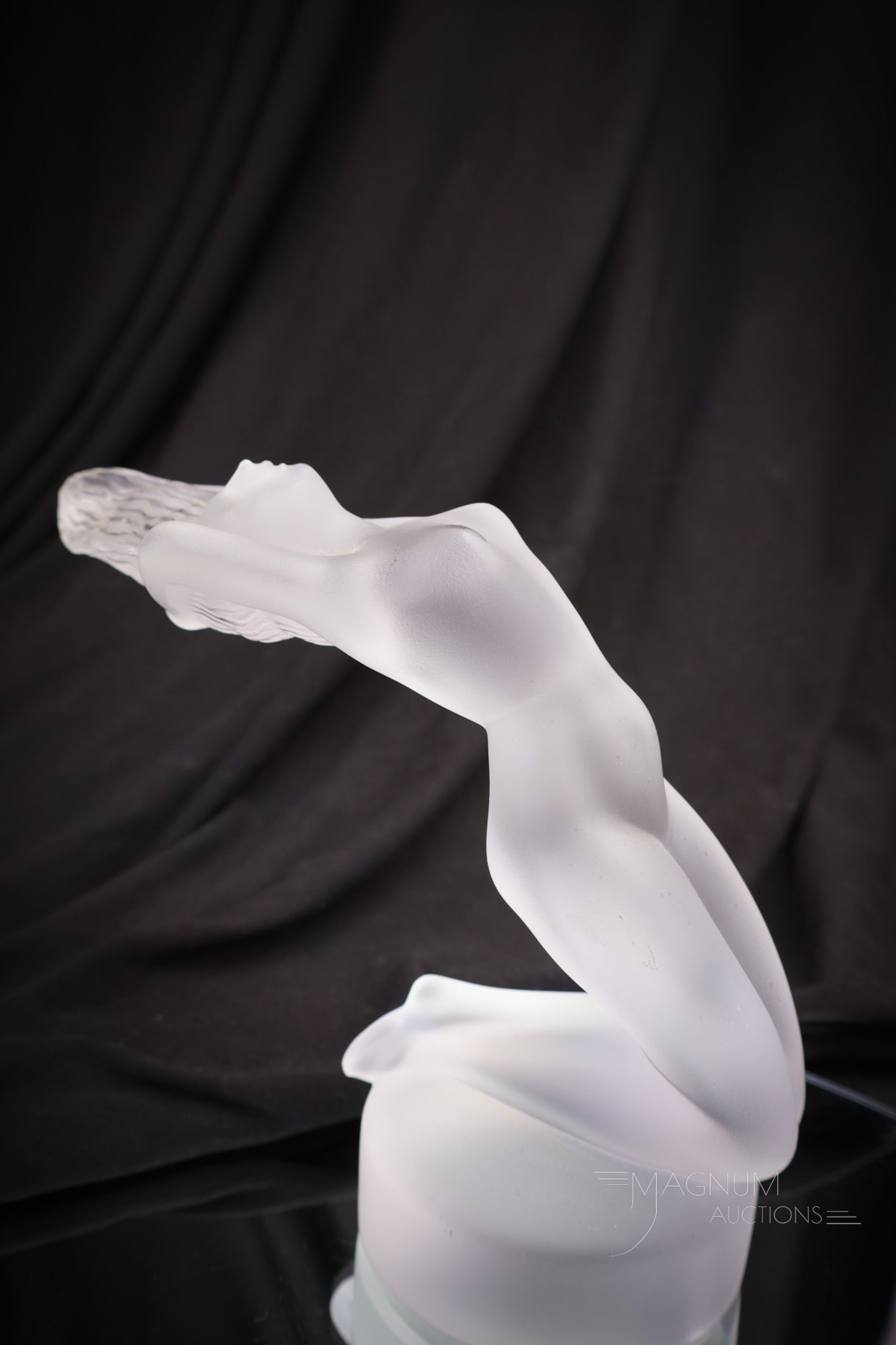 Signed Lalique French Crystal "Chrysis" Lady Car Macot Hood Ornament: Signed lalique French crystal "Chrysis" lady car mascot or hood ornament. Signed as shown. Fine example. Measures 5".