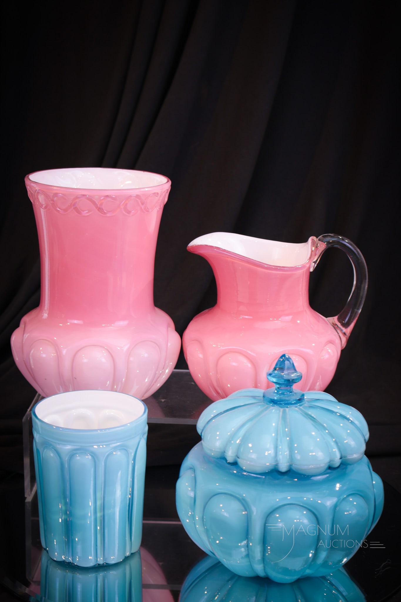 4 pc Lot Fostoria Consolidated Bulging Loops Victorian Cased Glass (1 of 15)