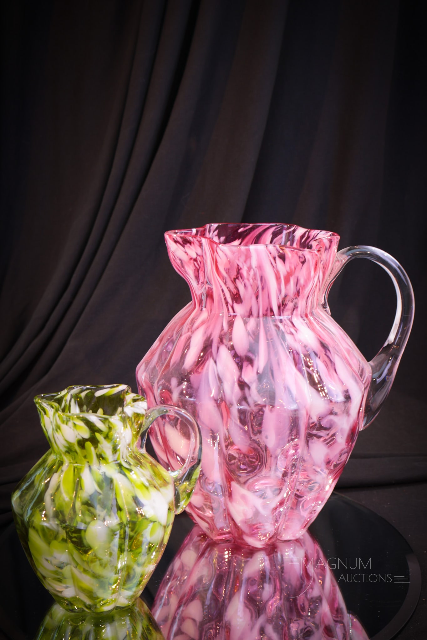 2 pc Lot Phoenix Victorian Spatter Glass Pitcher & Creamer (1 of 10)
