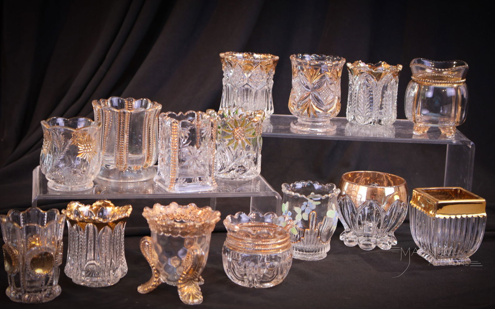 15 pc Lot Gilt Victorian U.S. Glass & More Toothpick Holders (1 of 3)