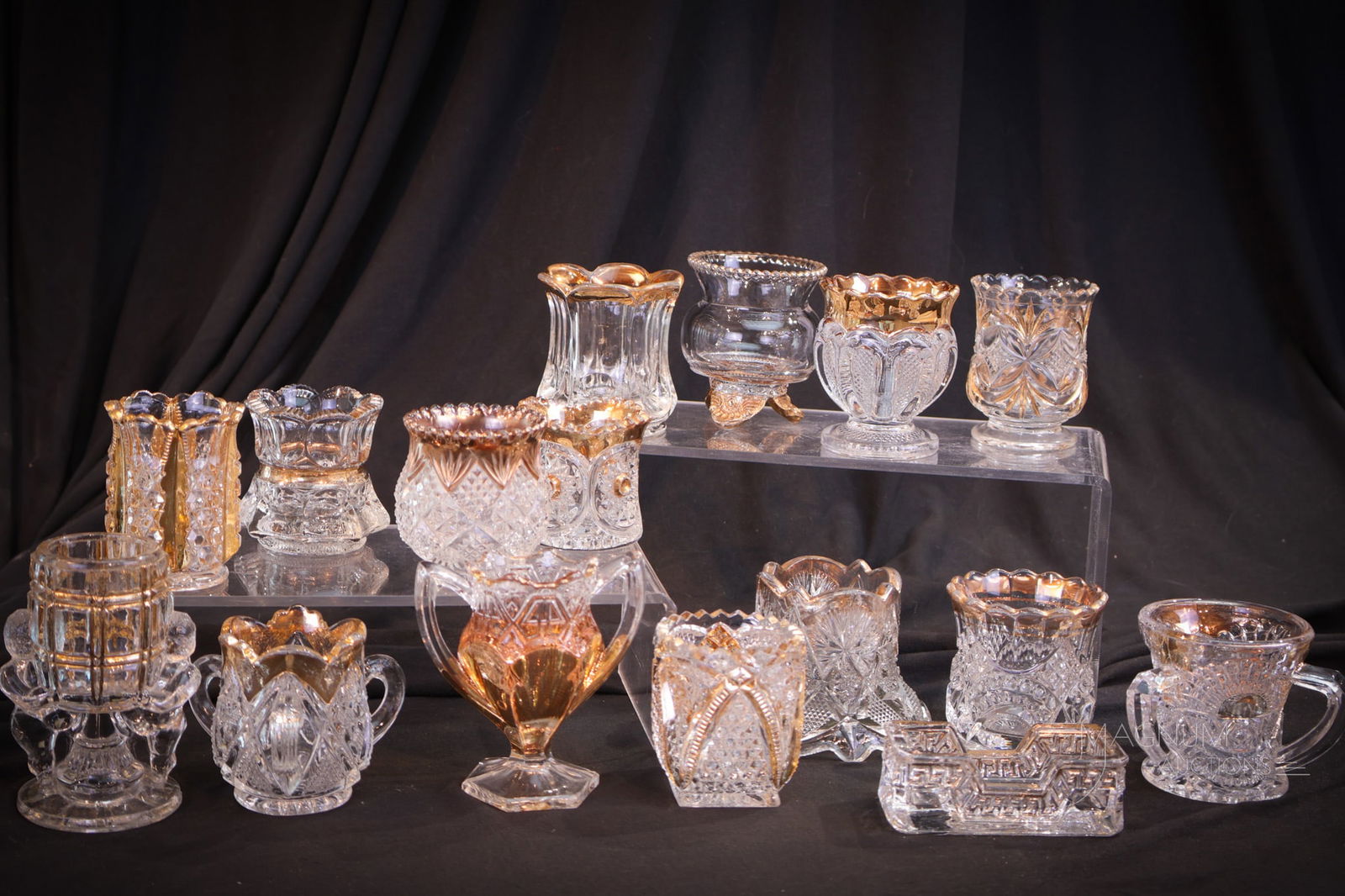 16 pc Lot Victorian Pattern Glass Victorian Toothpick Holders (1 of 3)