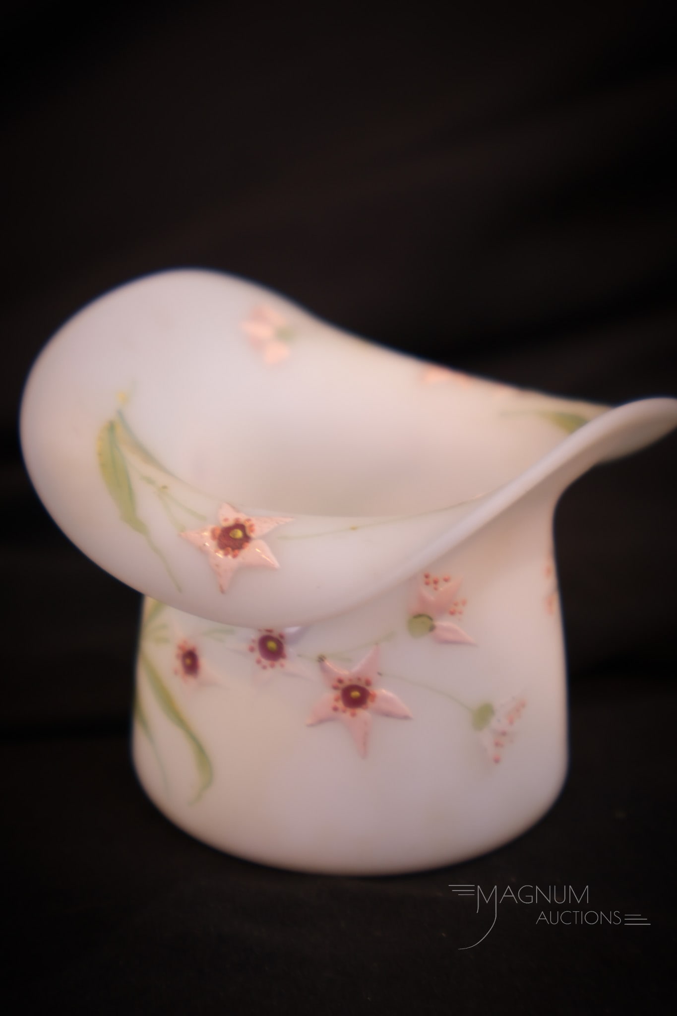 Mt. Washington Lusterless Decorated Hat Victorian Glass Tootpick Holder (1 of 6)