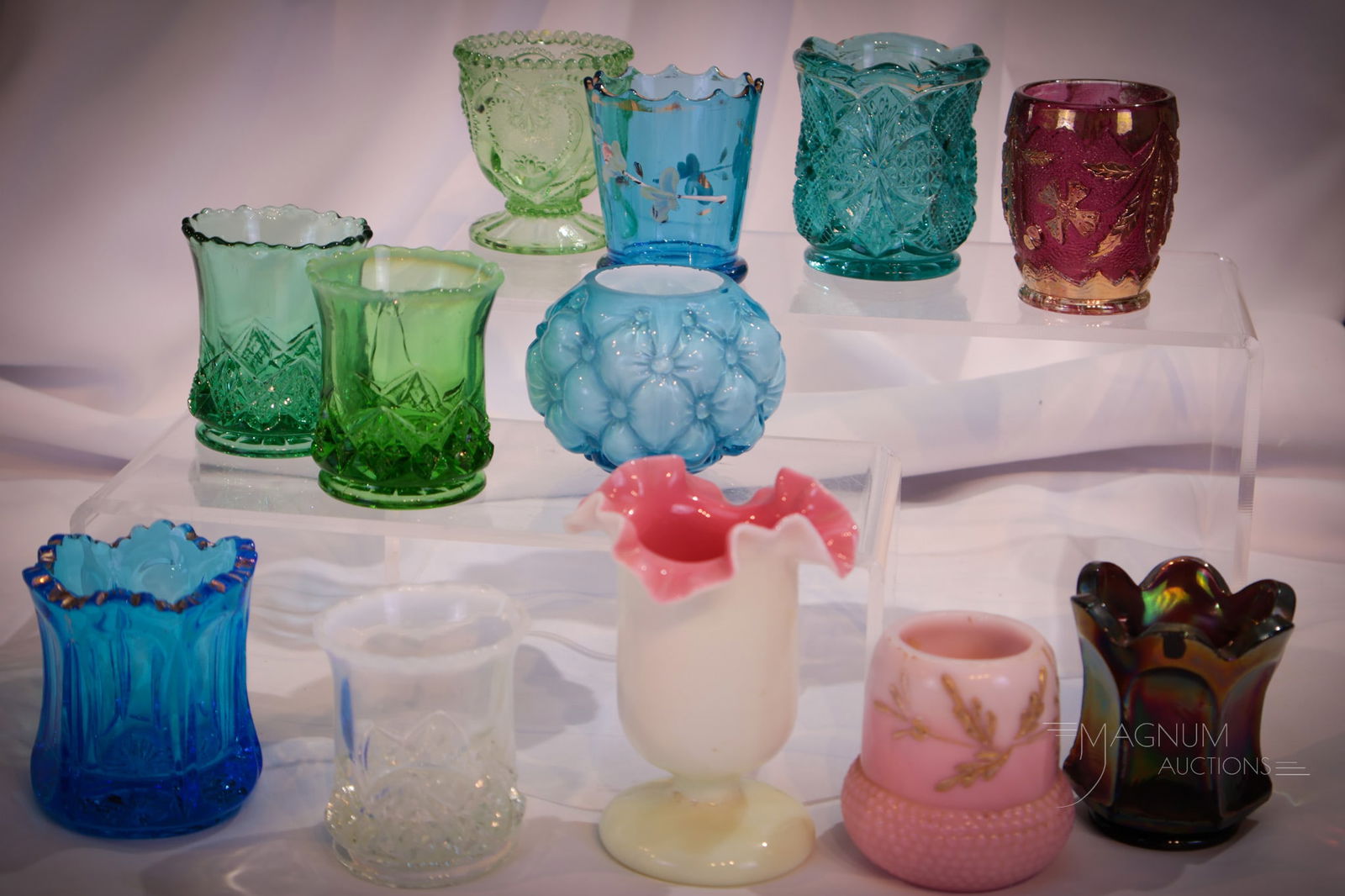 12 pc Lot Art & Colored Pattern Glass Victorian Toothpick Holders (1 of 3)