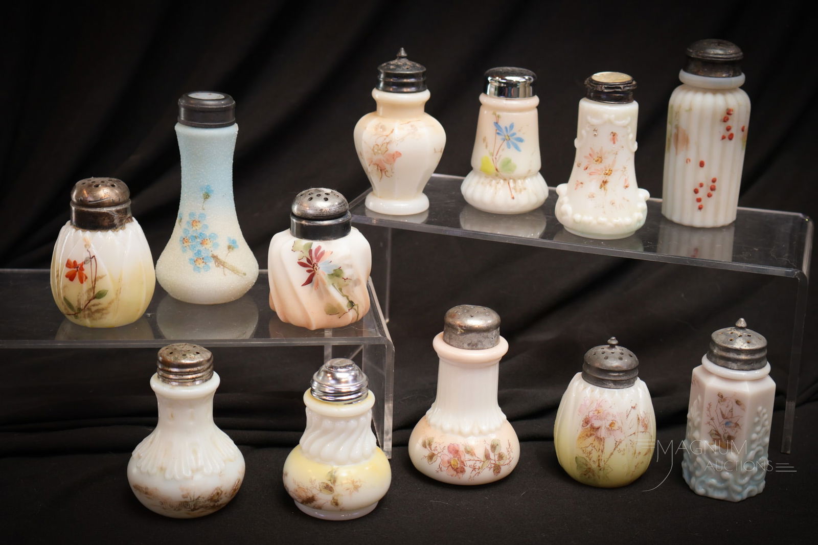 12 pc Lot Victorian Wavecrest Mt. Washington Victorian Glass Salt Shakers (1 of 6)