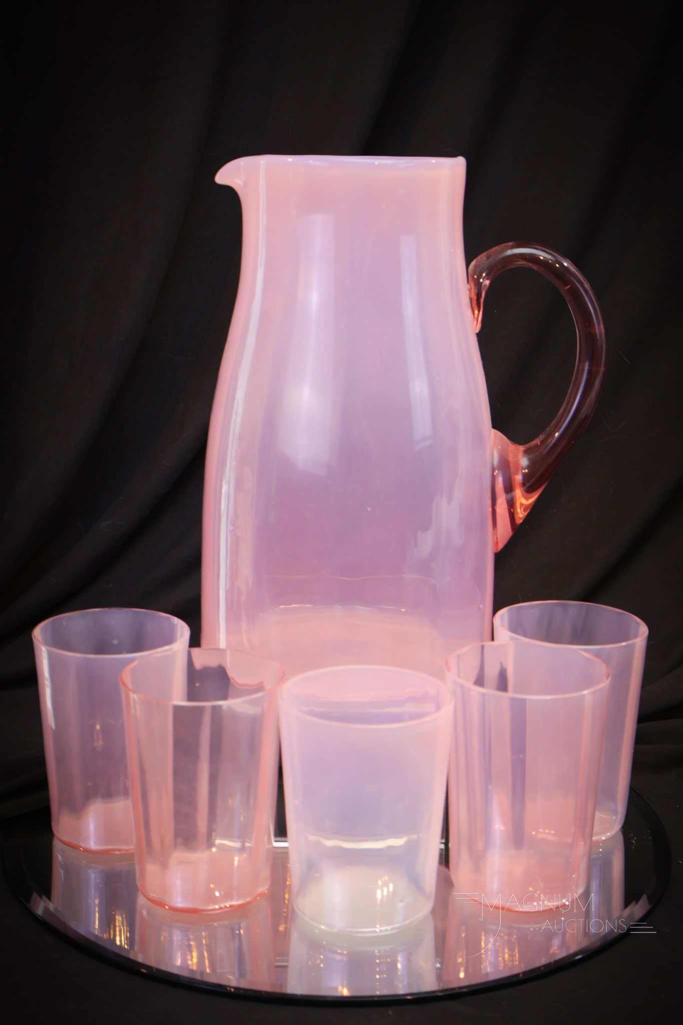 6 pc Victorian Pink Opalescent Glass Water Set (1 of 10)