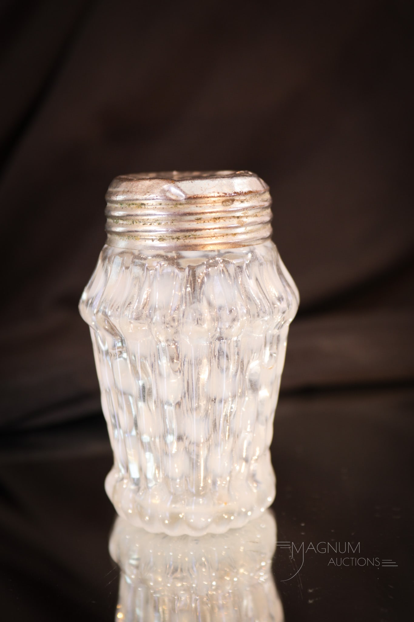 Scarce Northwood Ribbed Coinspot Victorian Opalescent Glass Salt Shaker: Another goodie to add to your collection. This is a Northwood Ribbed Coinspot pattern salt shaker in crystal opal. What a piece. Do you own one? This one measures 3" tall.