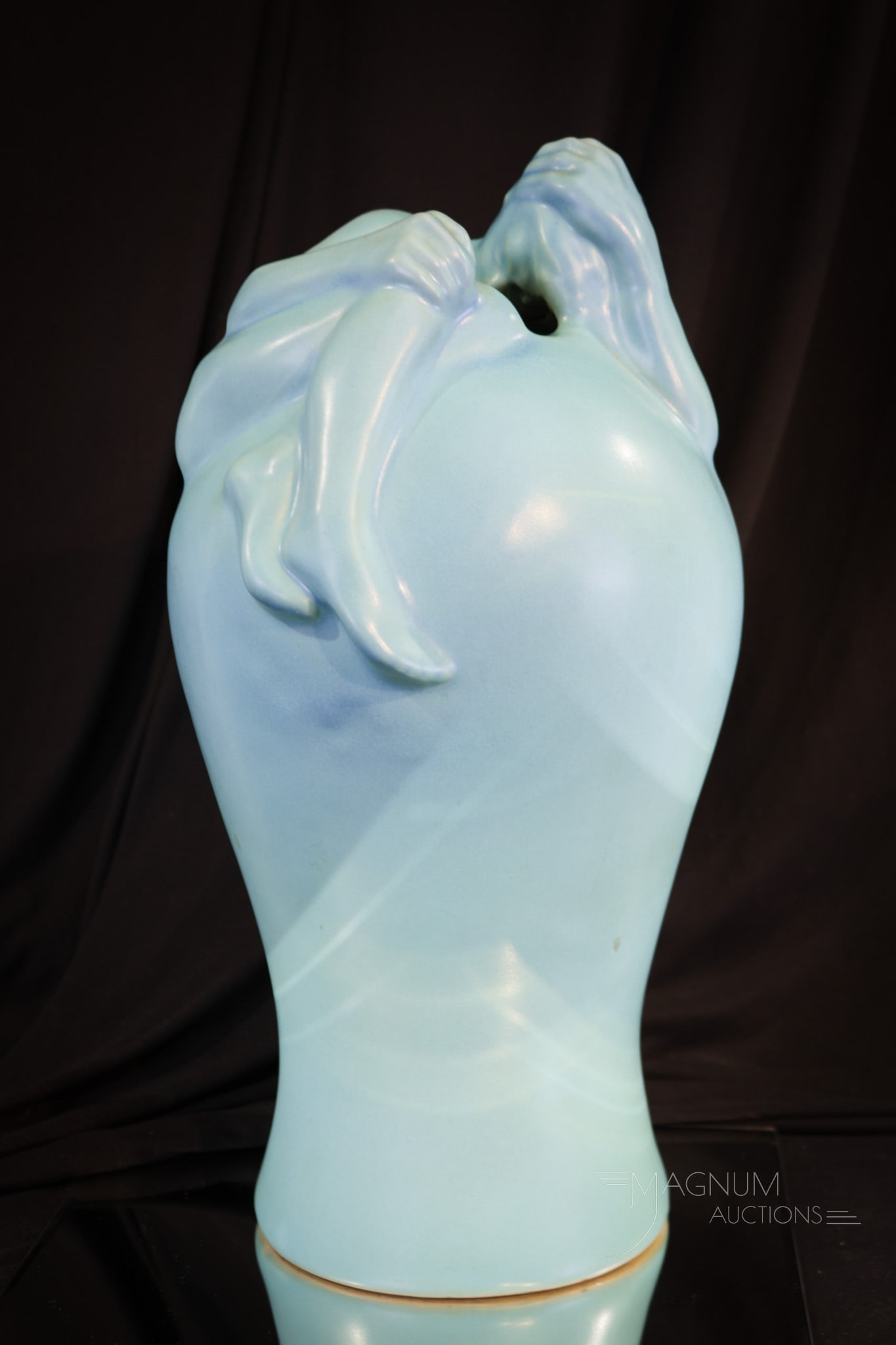 Van Briggle Despondancy 17" Pottery Vase: Beautiful turquoise signed Van Briggle pottery 17" "Despondancy" vase. Graceful form and wonderful color makes up this fine offering. Provenance: This item is from the private collection of Eileen Fla