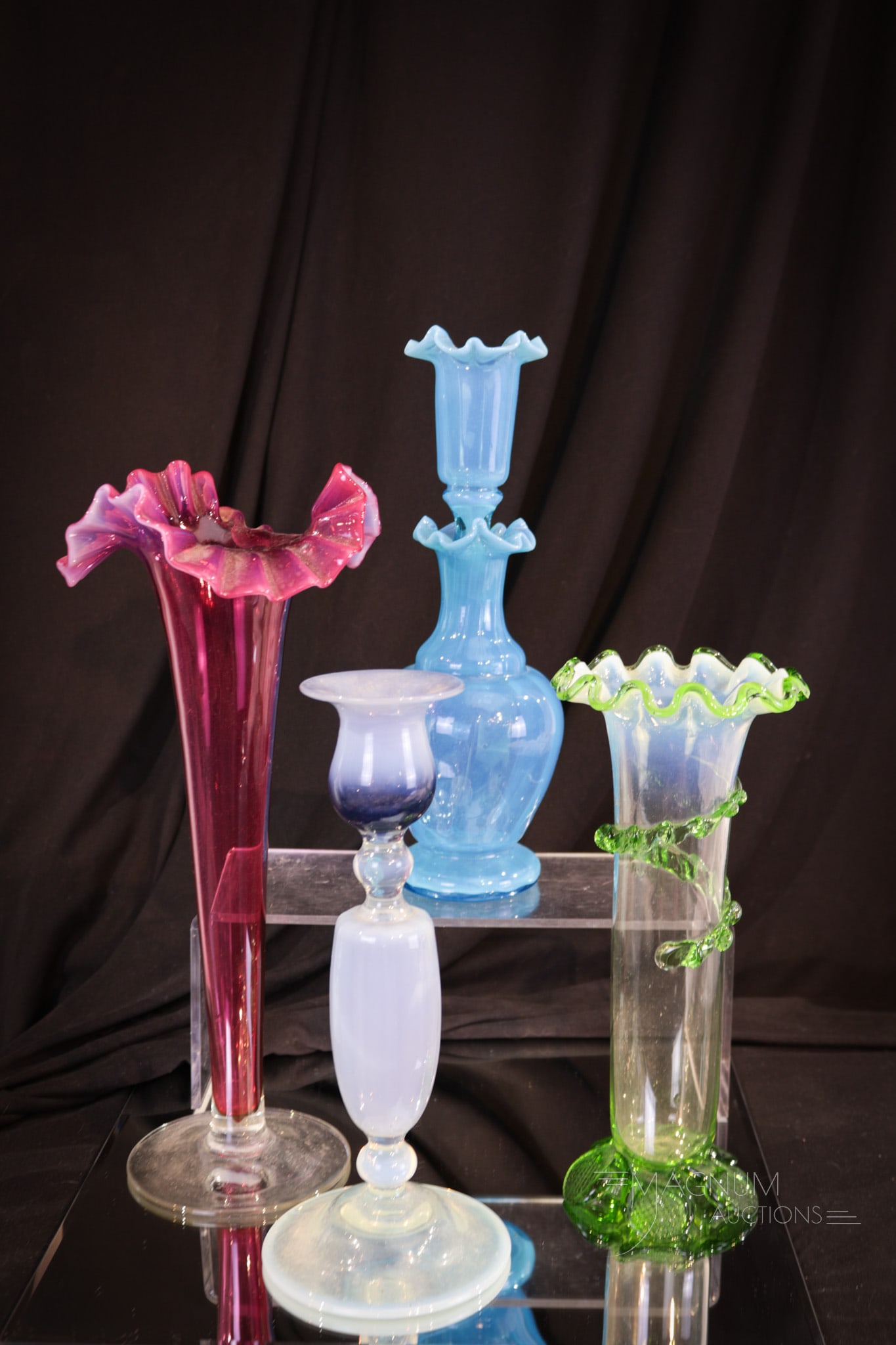 Mother Magnum's Lot of Oddity in Victorian Glass: Mother Magnum pushed her walker thru the cataloging department as we were putting together this auction. She was on her way to the fridge for some orange juice to make her afternoon mimosa. She said, 