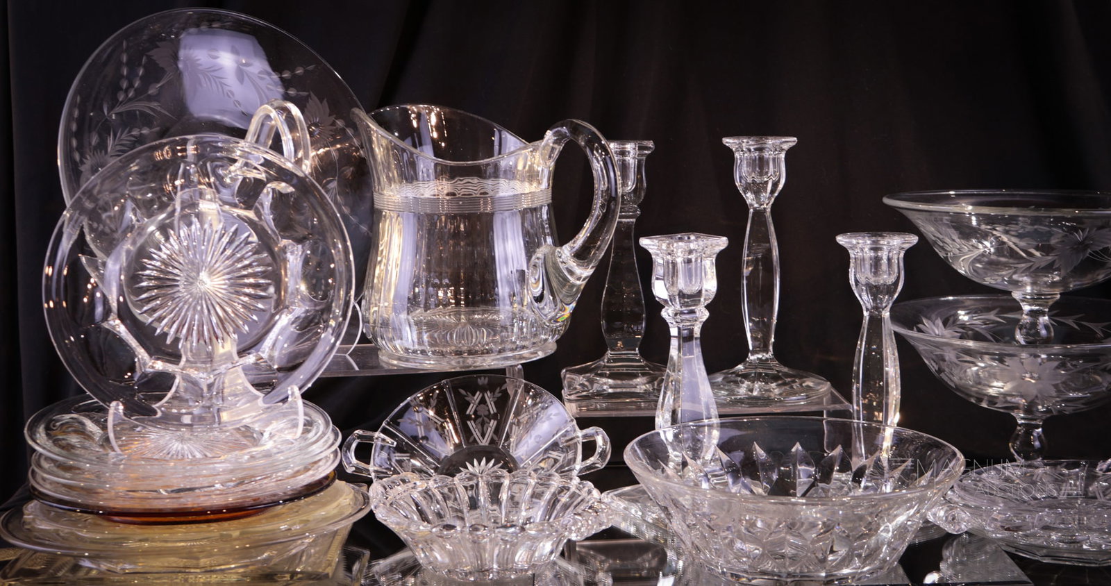Lot of Heisey Glass: Assorted Lot of Heisey Glass. Tallest measures 8".