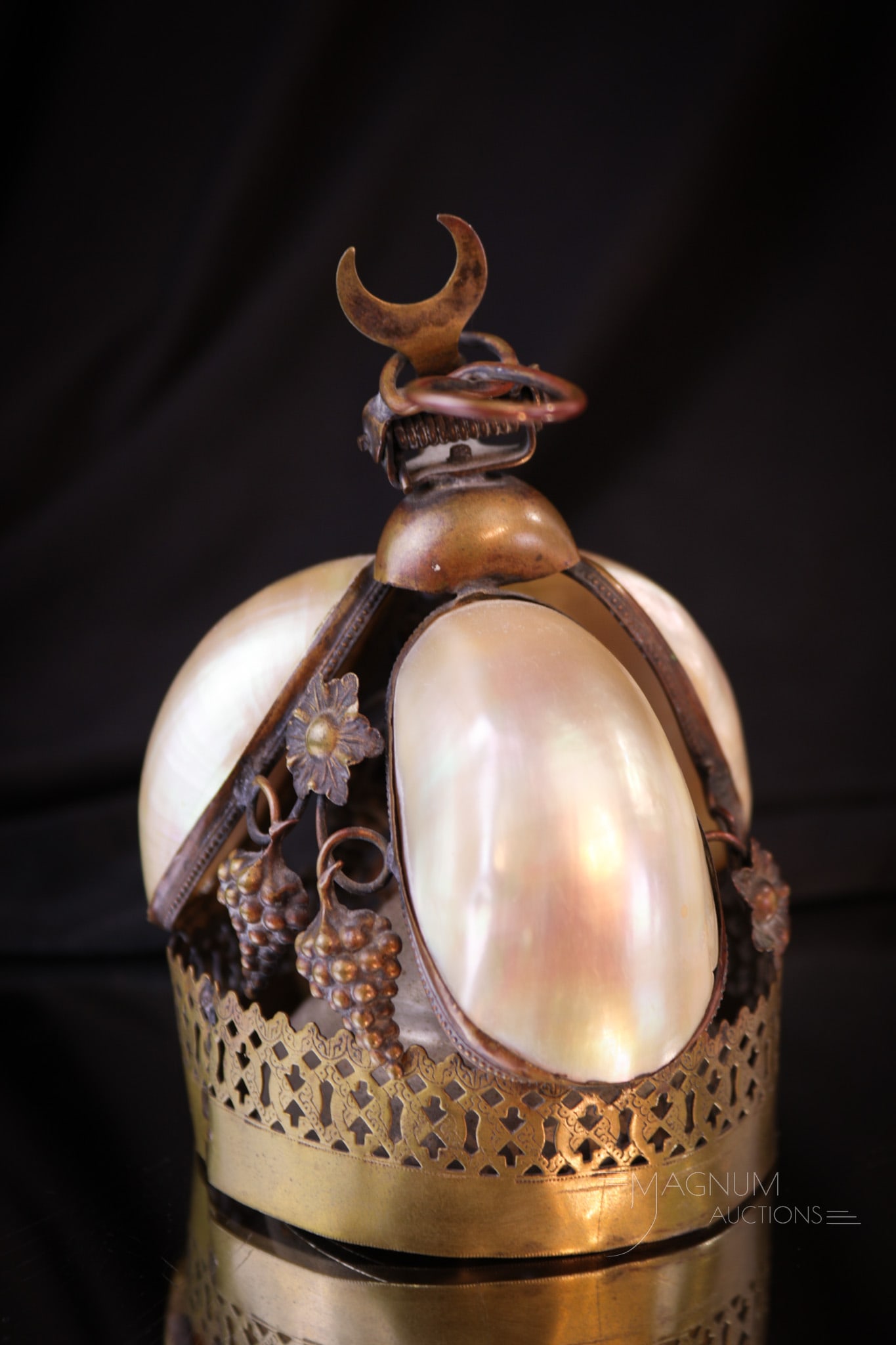 Palais Royale "Grand Tour" Mother of Pearl Call Bell: Delightful Palais Royale "Grand Tour" call bell in mother of pearl and brass. This fine piece in working order measures 4 3/4" tall.