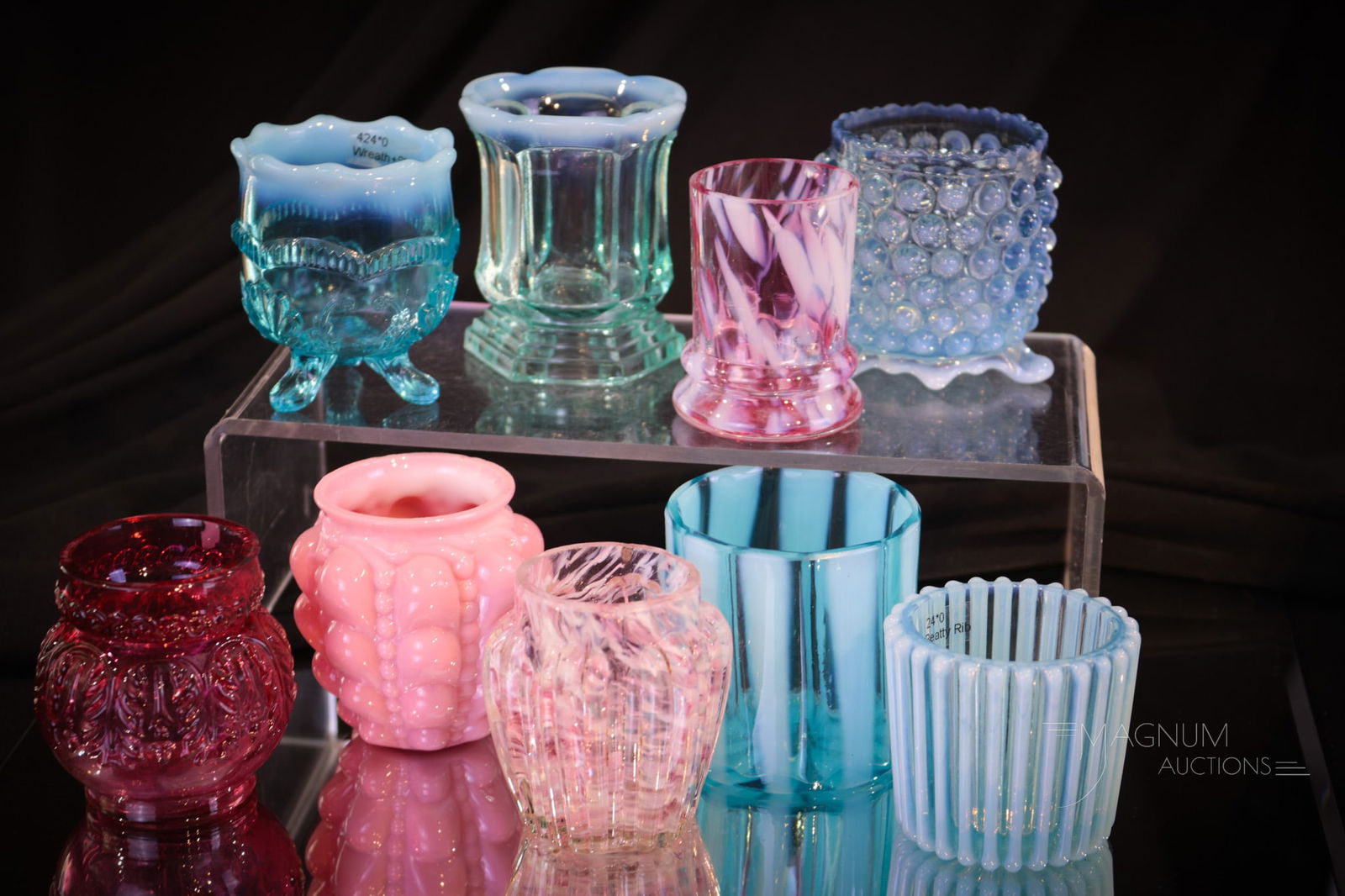 9 pc Lot Victorian Glass Toothpick Holders Opalescent & More (1 of 5)