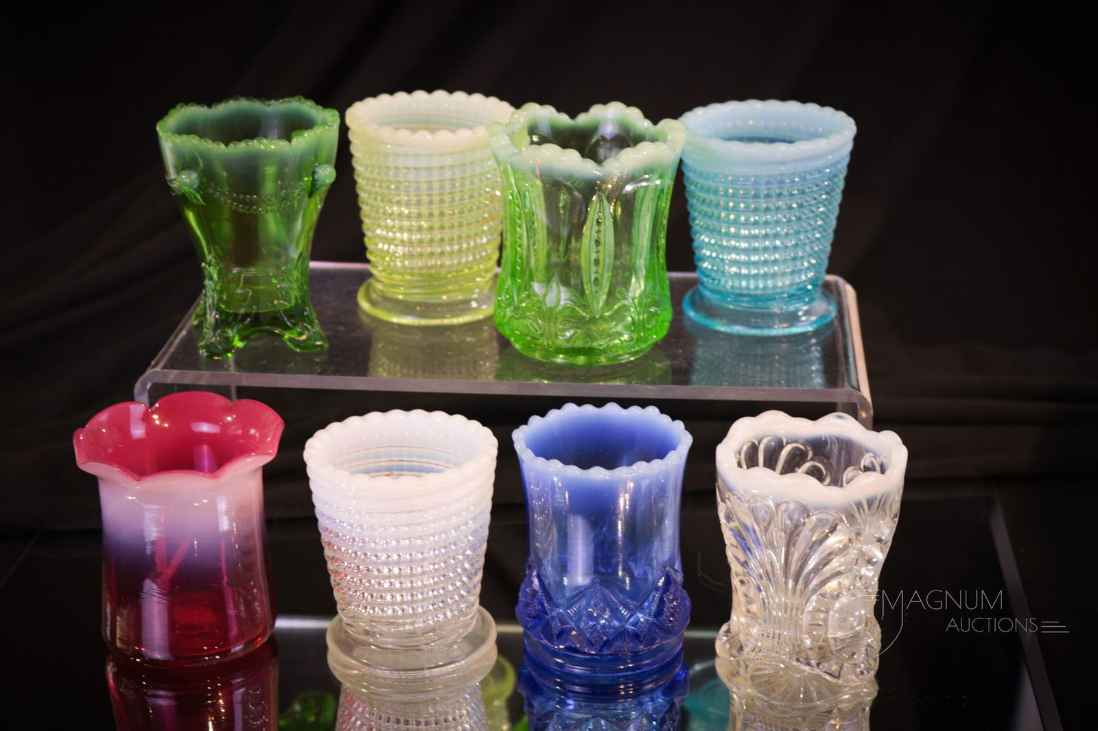 8pc Opalescent Glass Victorian Toothpick Holder Lot (1 of 5)