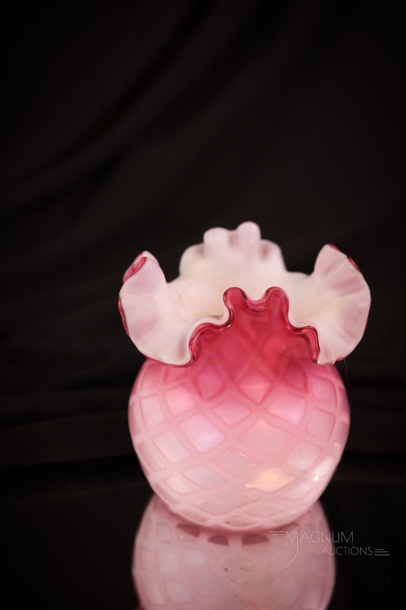 Victorian Pink Satin Mother of Pearl Glass Diamond Quilt Toothpick Holder (1 of 4)