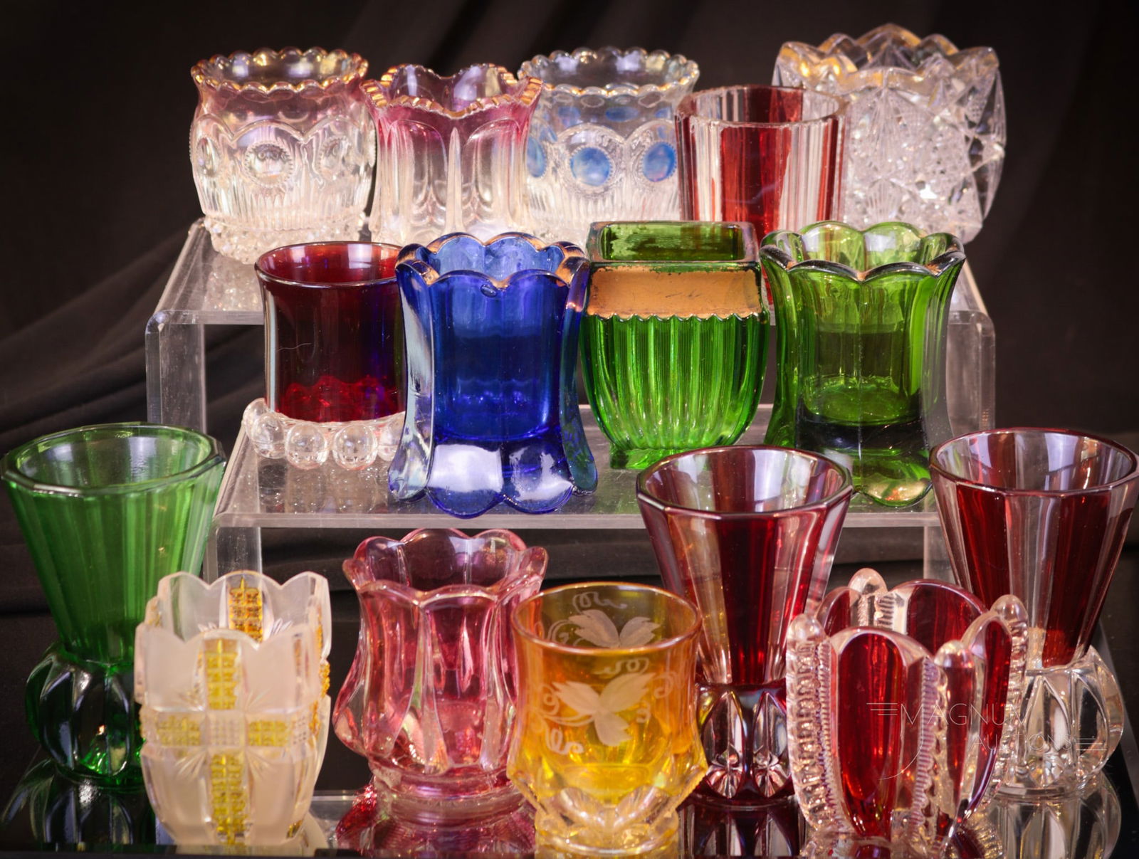 16 pc Lot Victorian & More Ruby Amber Stained Glass Toothpick Holders (1 of 4)