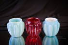 3 pc Lot Bulging Loops Fostoria Consolidated Victorian Glass Toothpick Holders