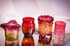 4 pc Lot Victorian Amberina Glass Toothpick Holders
