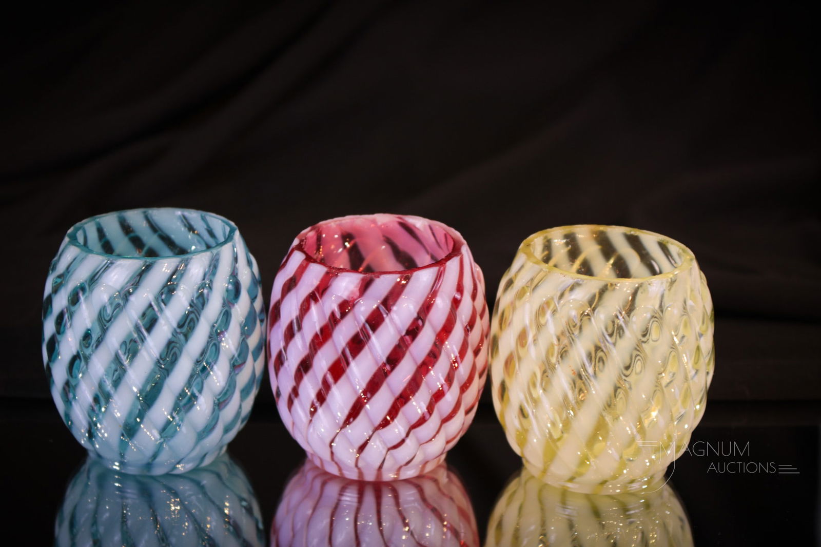 3 pc Lot Reverse Swirl Opalescent Victorian Glass Toothpick Holders (1 of 5)