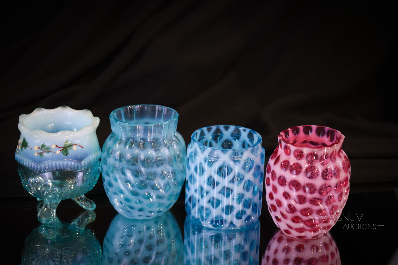 4 pc Lot Victorian Opalescent Glass Victorian Toothpick Holders (1 of 6)