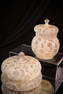2 pc Lot Platinum Findlay Onyx Victorian Glass