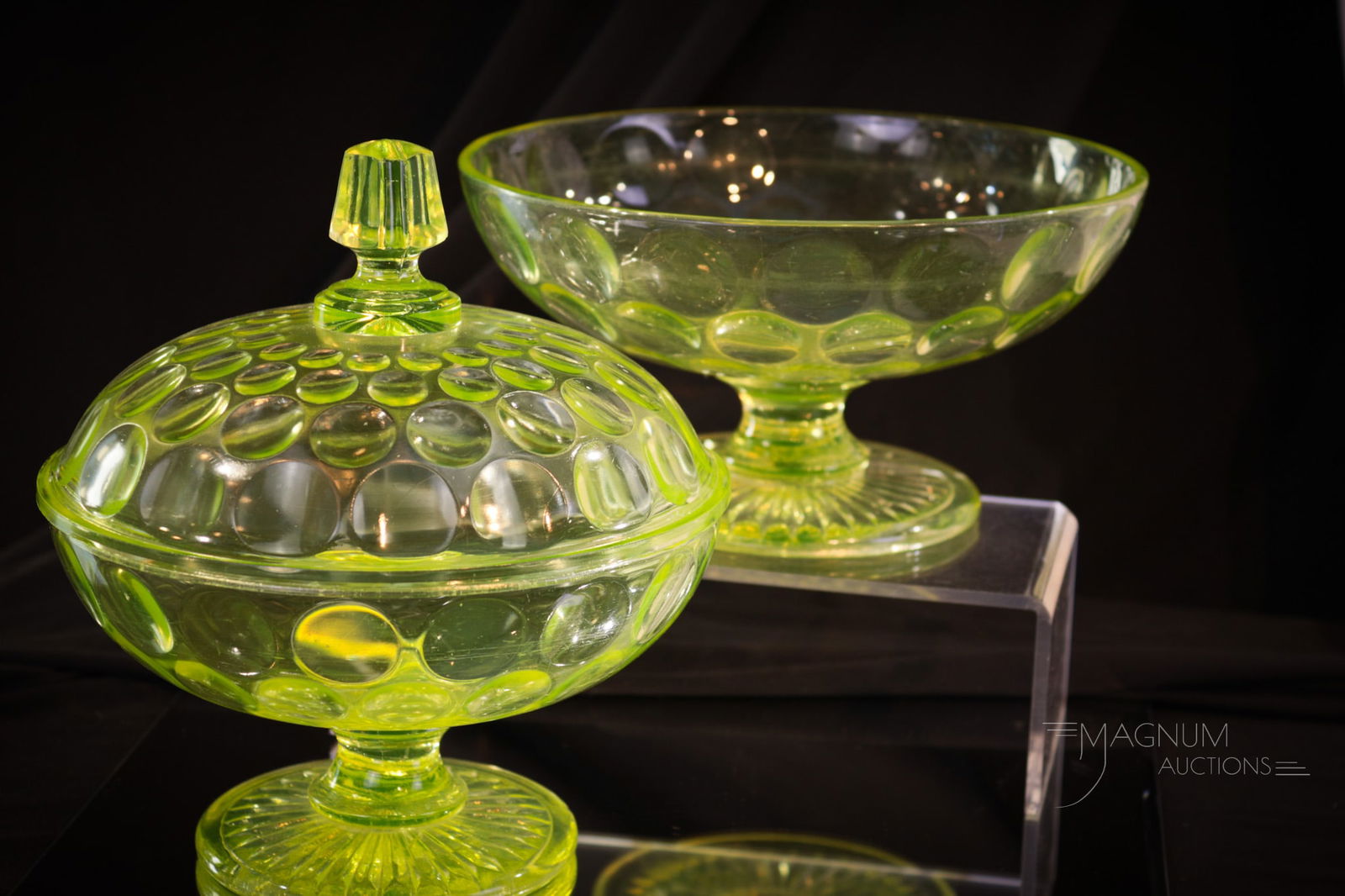 2 pc Lot Vaseline Bryce Bros. Victorian Glass Compotes (1 of 11)