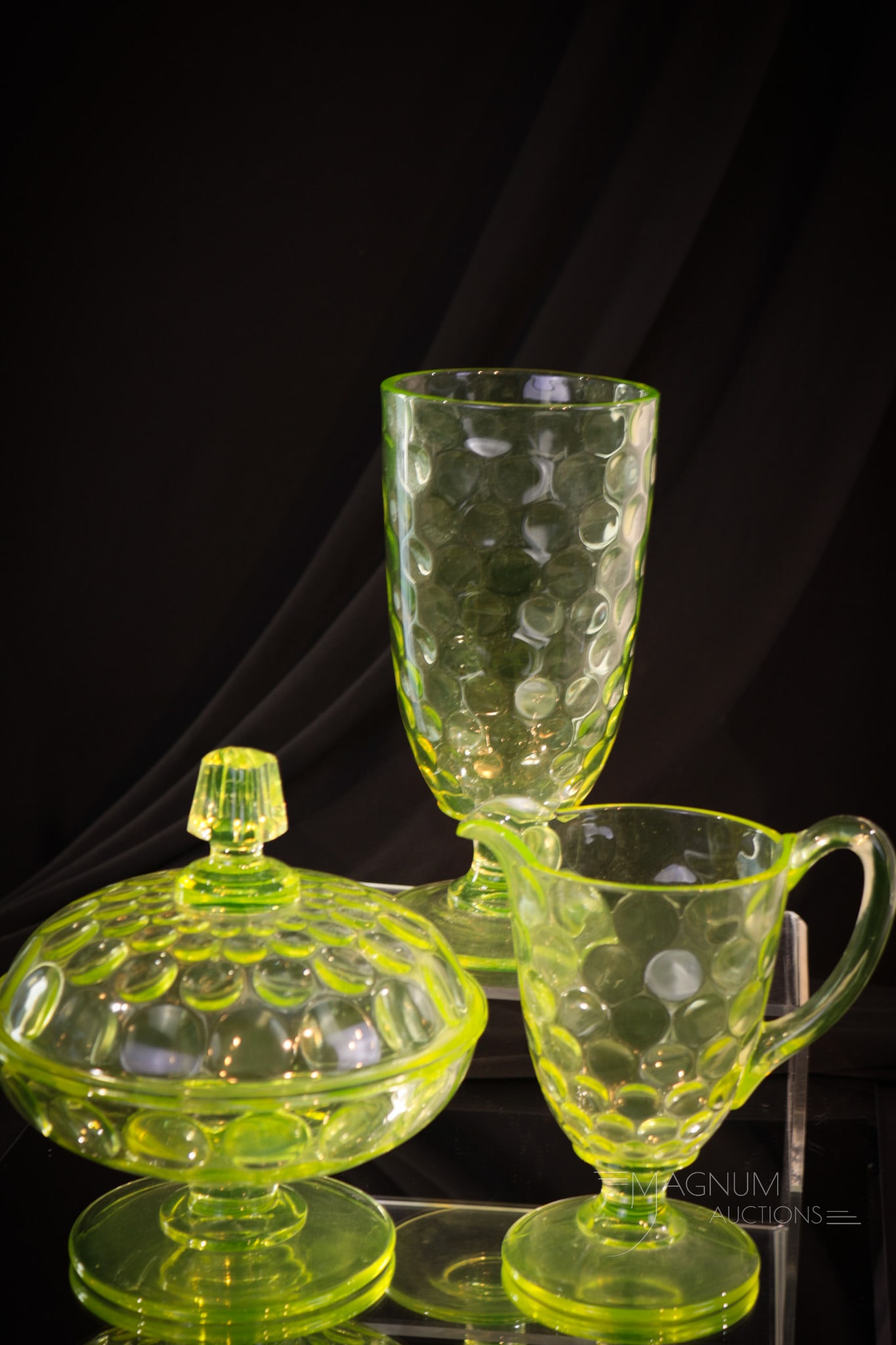 3 pc Lot Bryce. Bros Vaseline Victorian Glass (1 of 11)