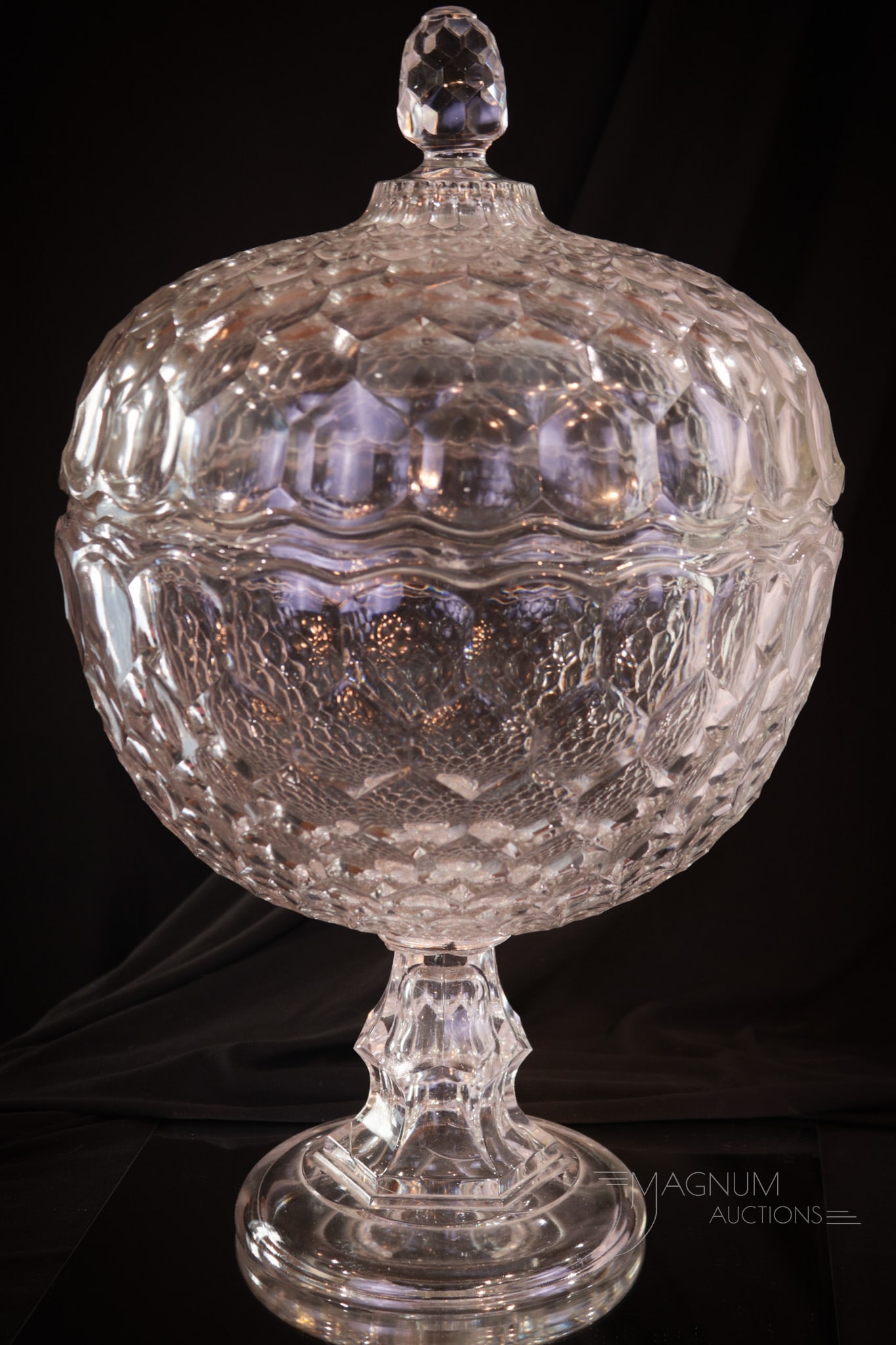 James H. Lyon & Co. circa 1865 "Cincinnati" Honeycomb Glass Giant 19" Compote (1 of 15)