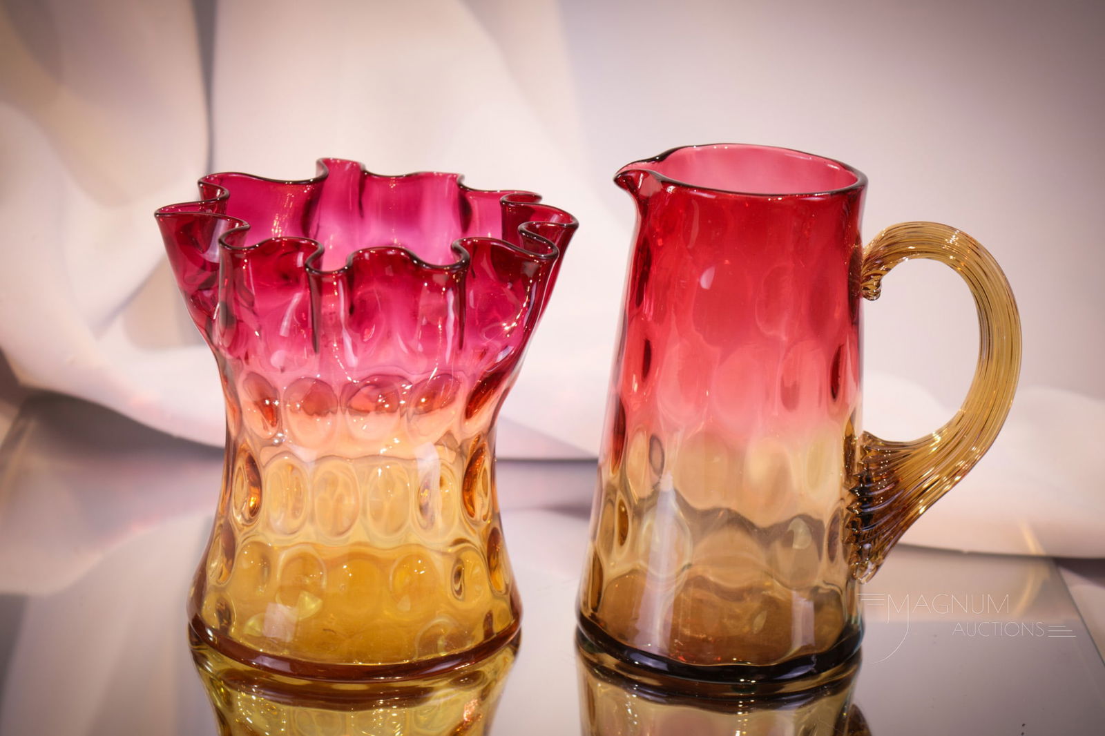 2 pc Lot Victorian Amberina Glass (1 of 7)