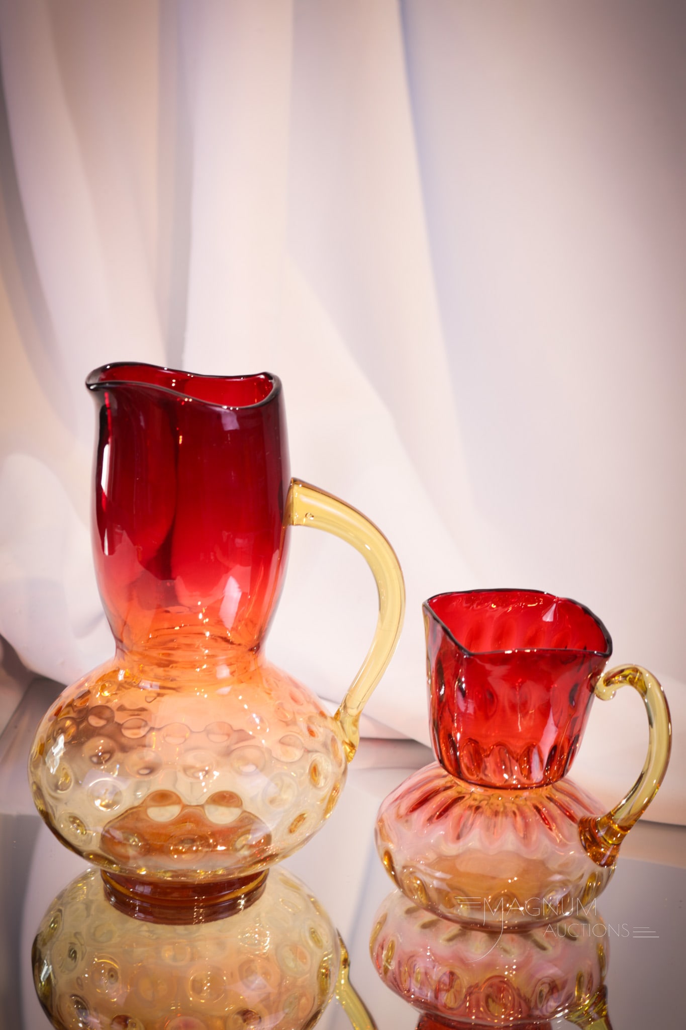 2 pc Lot Victorian Amberina Glass Pitchers (1 of 12)