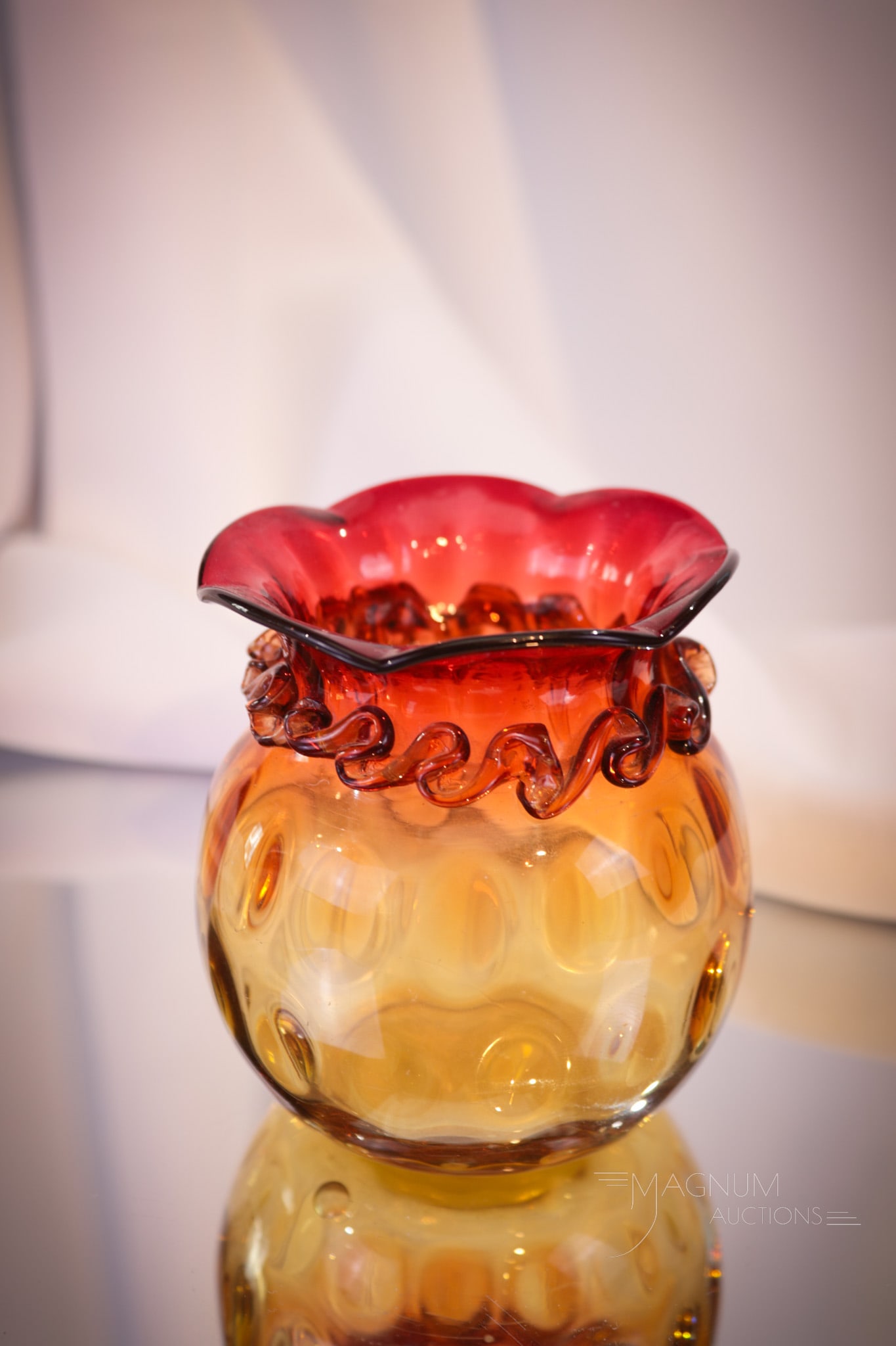 Mt. Washington Amberina Victorian Glass Cabinet Vase (1 of 5)