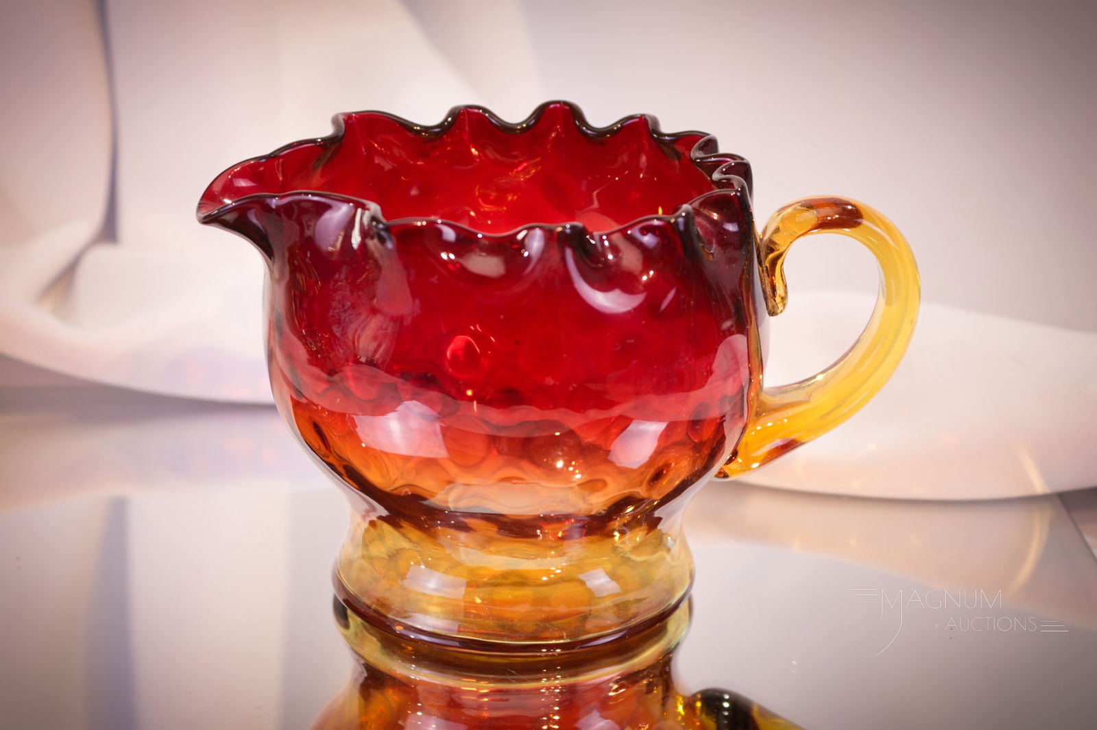 Amberina Victorian Glass Diamond Quilt Creamer (1 of 5)