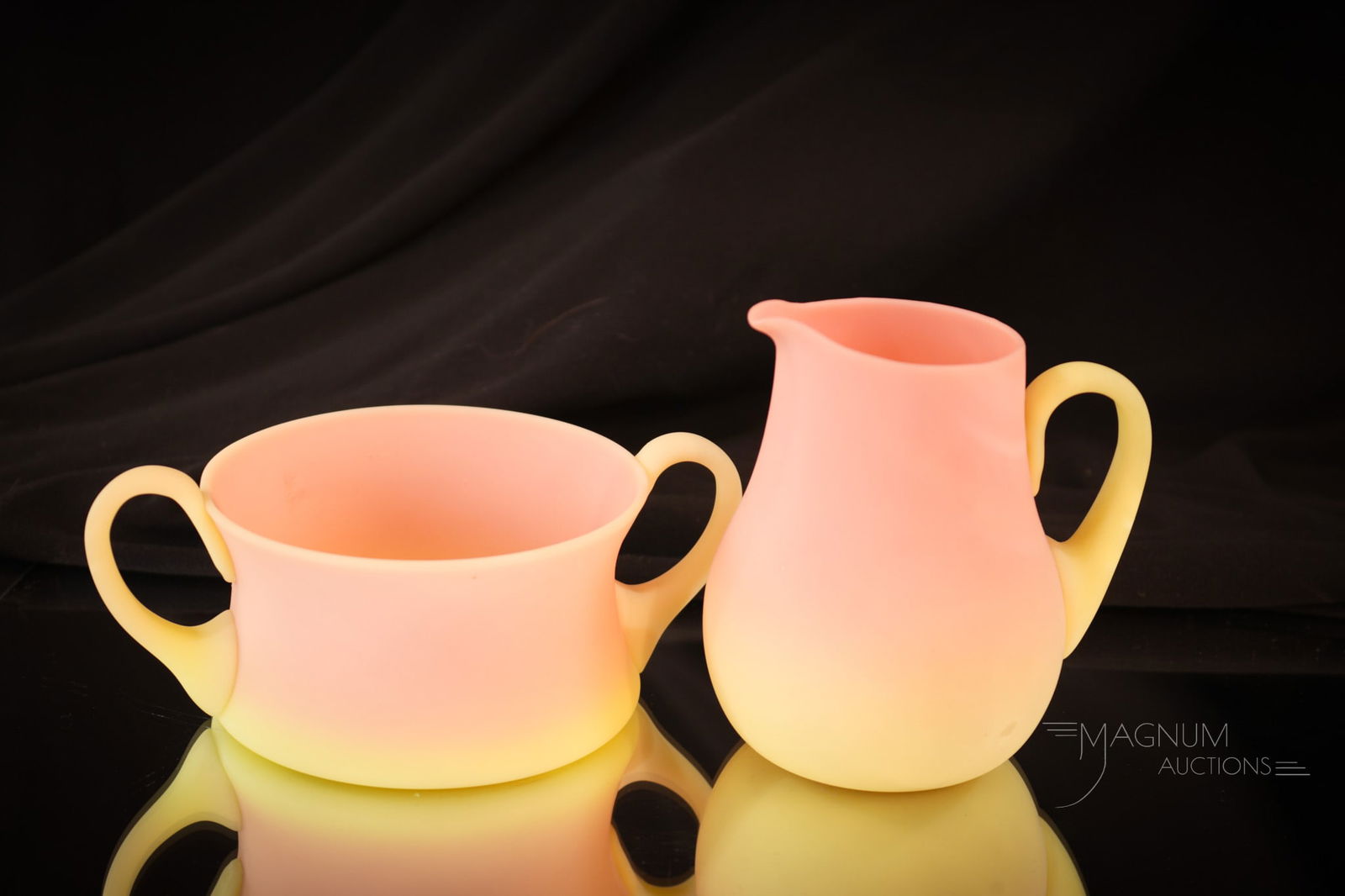 Mt. Washington Burmese Victorian Glass Creamer & Sugar (1 of 11)