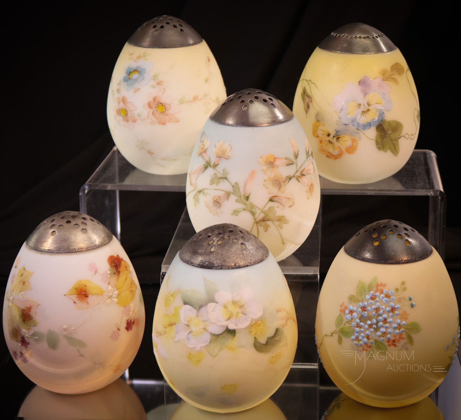 6 pc Lot Mt. Washington Glass Victorian Egg Sugar Shakers (1 of 12)